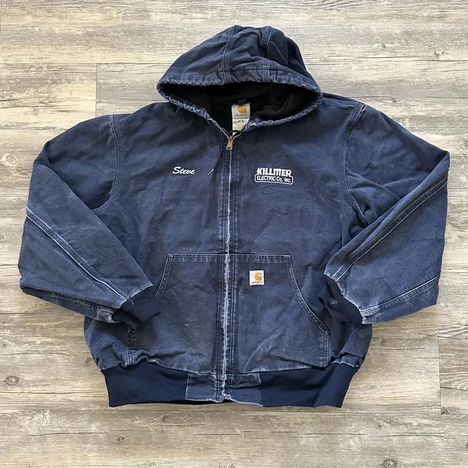 Carhartt Vintage Carhartt J131 DNY Dark Navy Hooded Jacket Size US XL / EU 56 / 4 - 1 Thumbnail