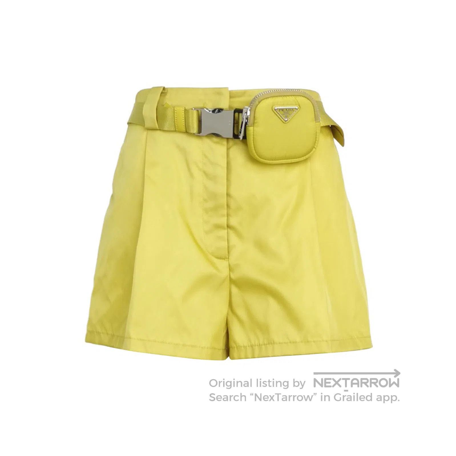 Prada Yellow Belted Shorts with Pockets .