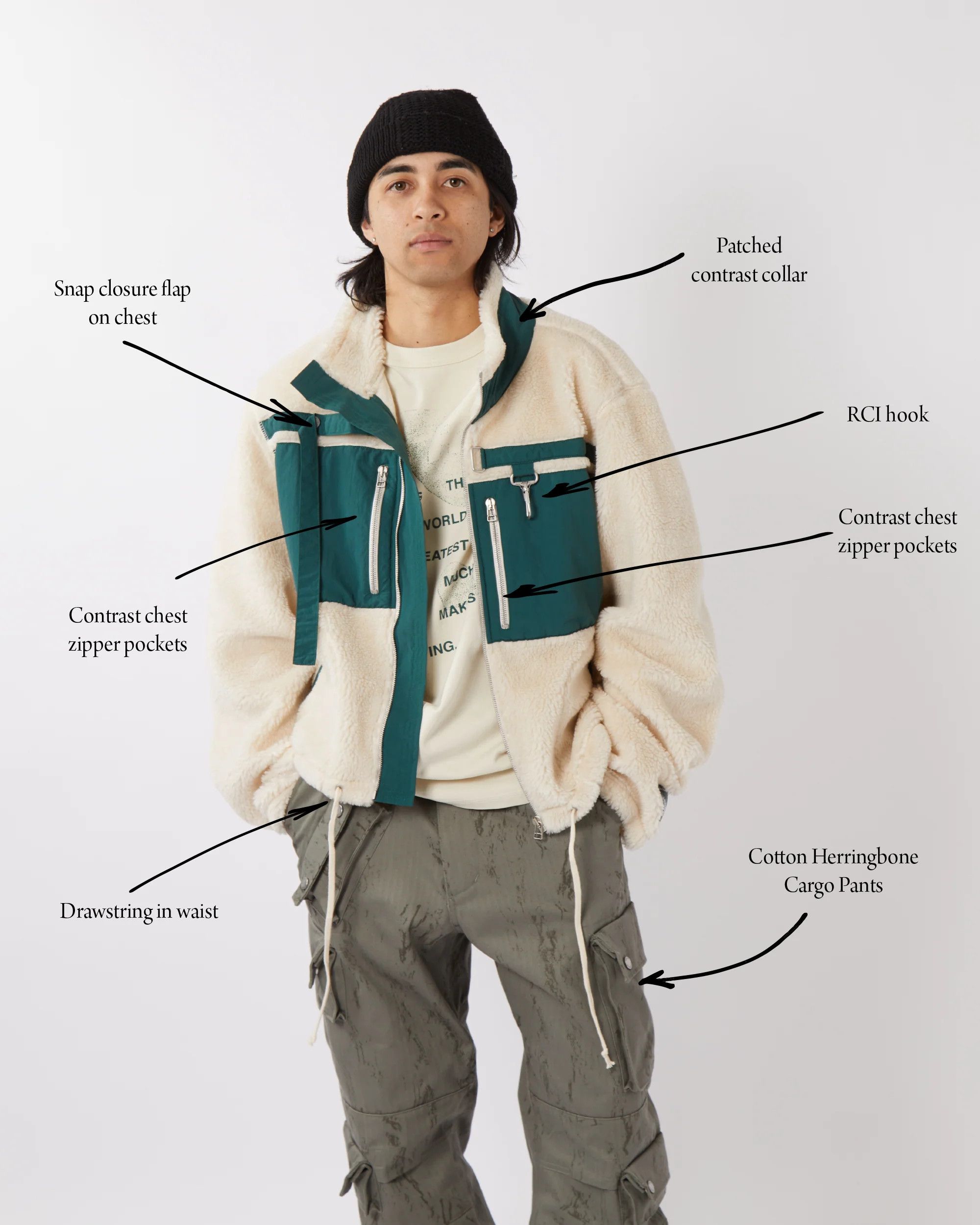 Reese Cooper BNWT Reese Cooper Fleece Jacket - Small - Green / Ivory Size US S / EU 44-46 / 1 - 2 Thumbnail