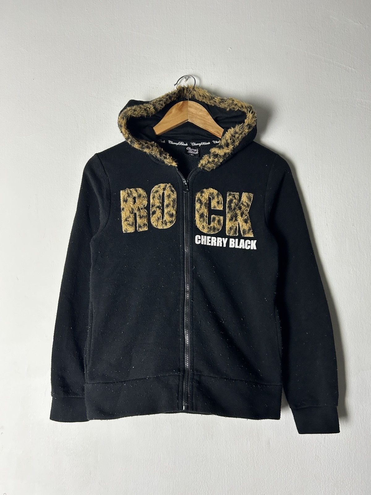 If Six Was Nine Japanese brand Cherry Black ROCK leopard zipper fur hoodie Size XXS / US 00 / IT 34 - 1 Thumbnail