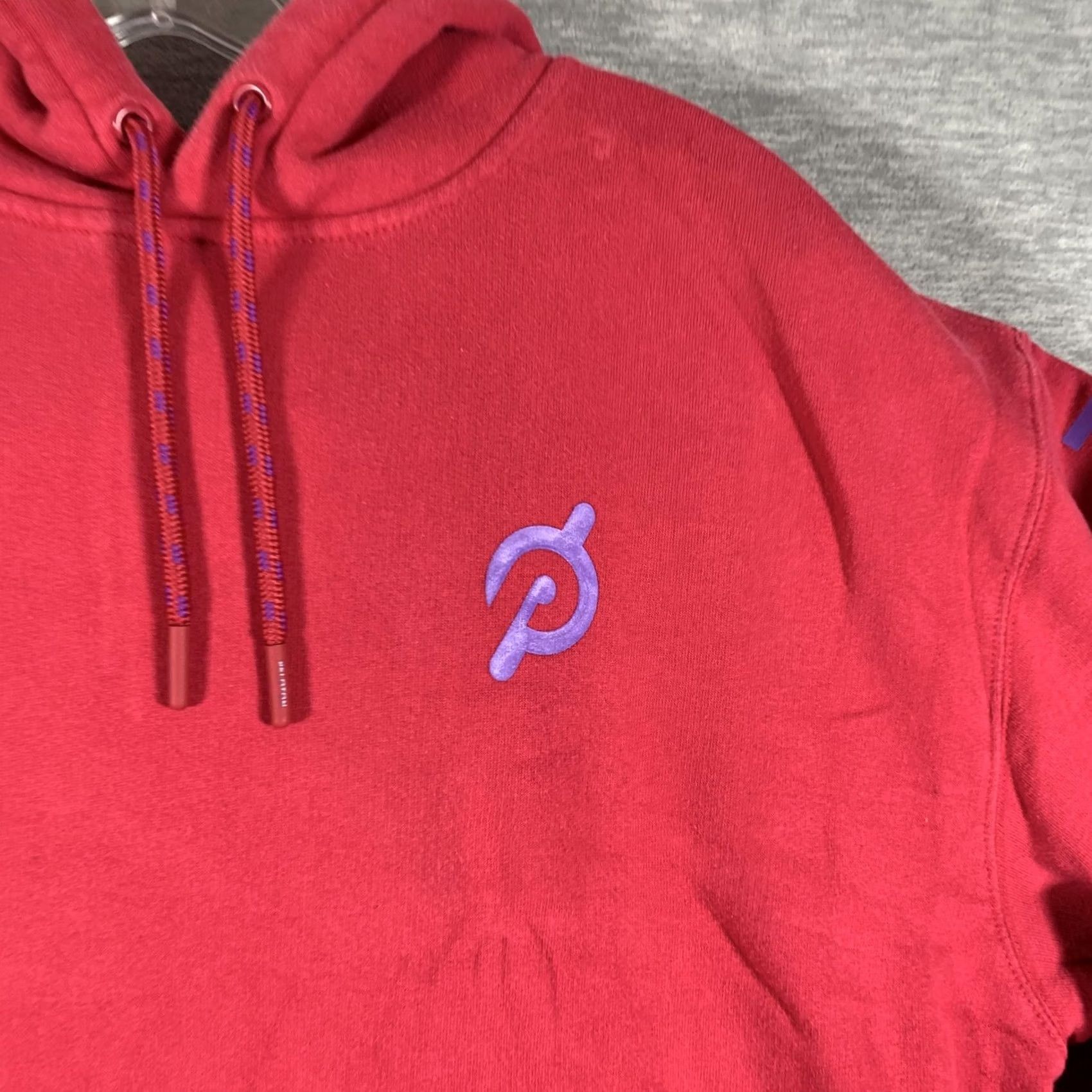 Vintage Peloton Mens Small Red Hoodie Pullover Graphics Sweatshirt Hooded Pocket Drawstring Graphic Print Size US S / EU 44-46 / 1 - 4 Thumbnail