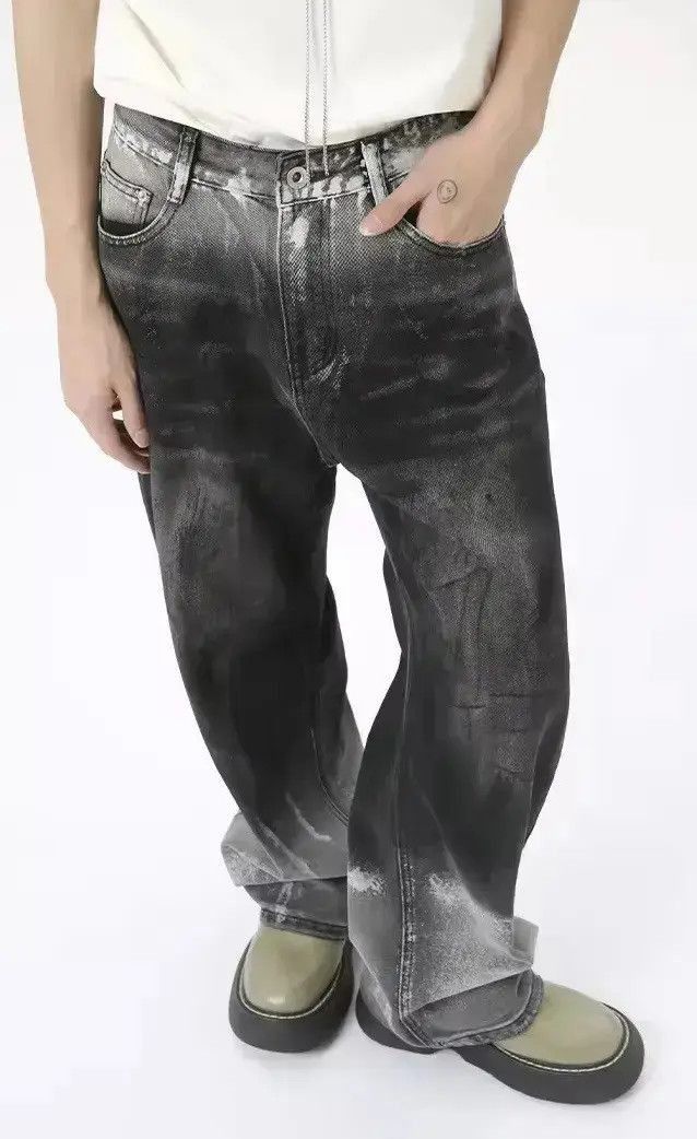 Japanese Brand Streetwear Gradient Design Loose Straight Washed Jeans Size US 32 / EU 48 - 6 Thumbnail