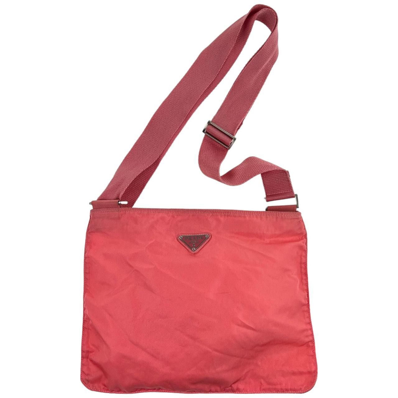 image of Vintage Prada Nylon Cross Body Bag in Pink, Women's