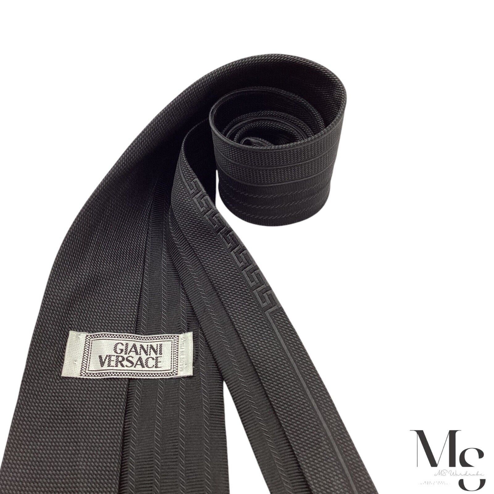 Versace GIANNI VERSACE Black Medusa Head Logo Vertical Striped Italy Size ONE SIZE - 4 Thumbnail
