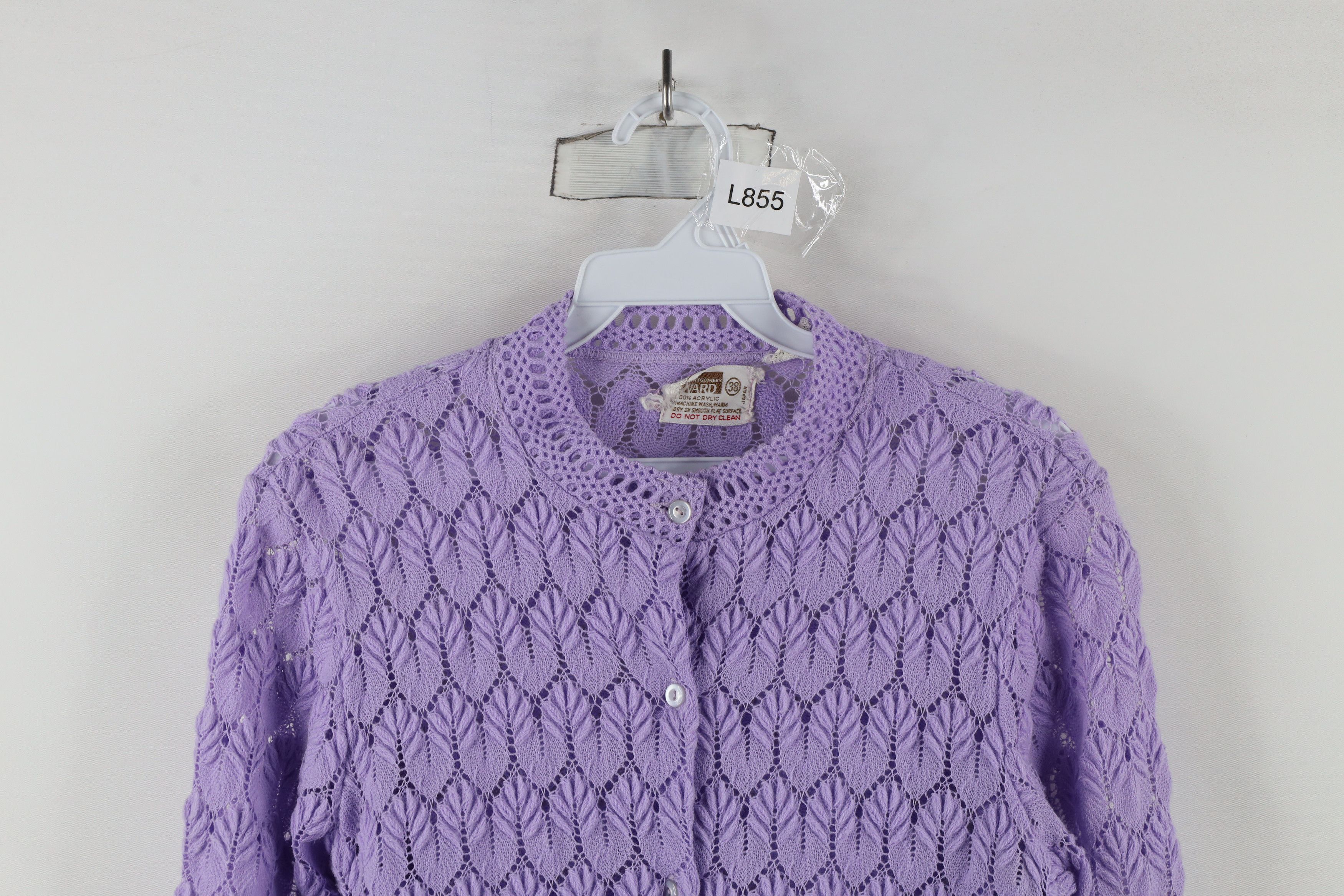 Vintage Vintage 60s Streetwear Crochet Knit Cardigan Sweater Purple Size XS / US 0-2 / IT 36-38 - 2 Thumbnail