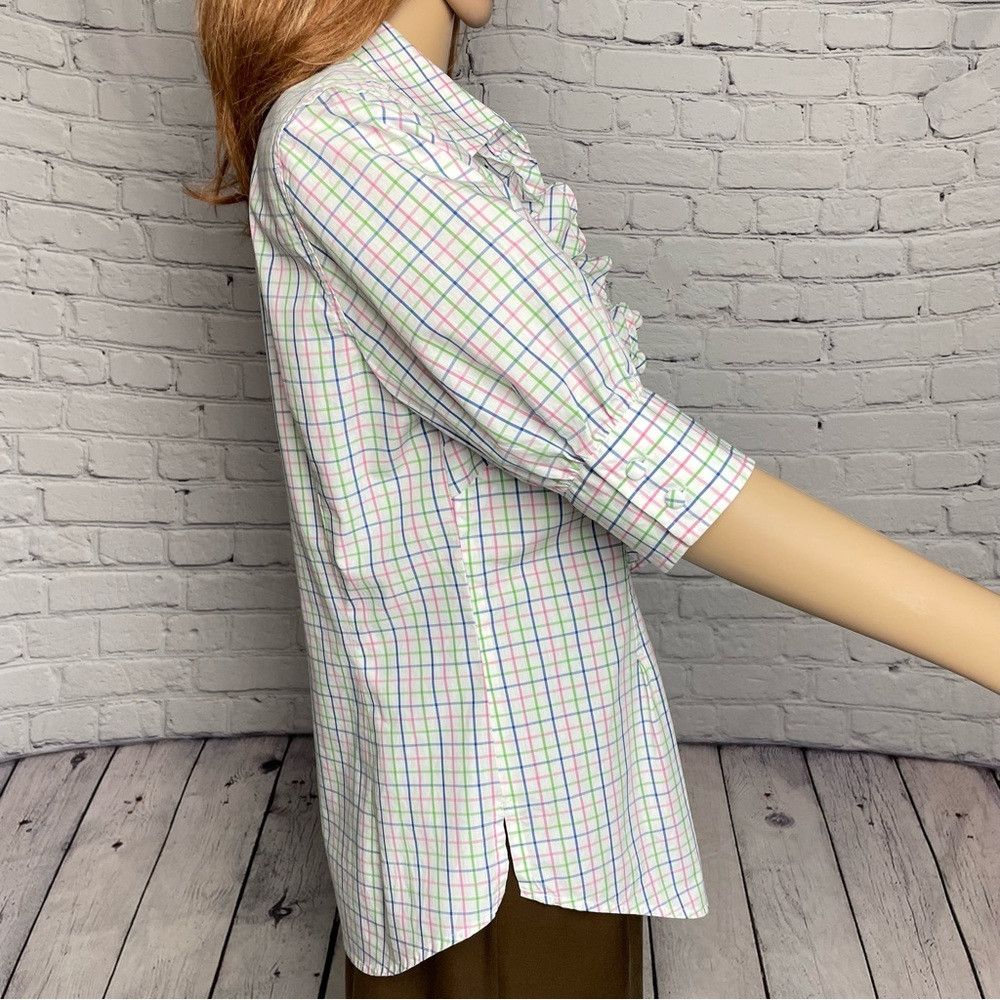 Lilly Pulitzer Lilly Pulitzer Button Ruffle Front Plaid Cotton Shirt Size Size L / US 10 / IT 46 - 3 Thumbnail