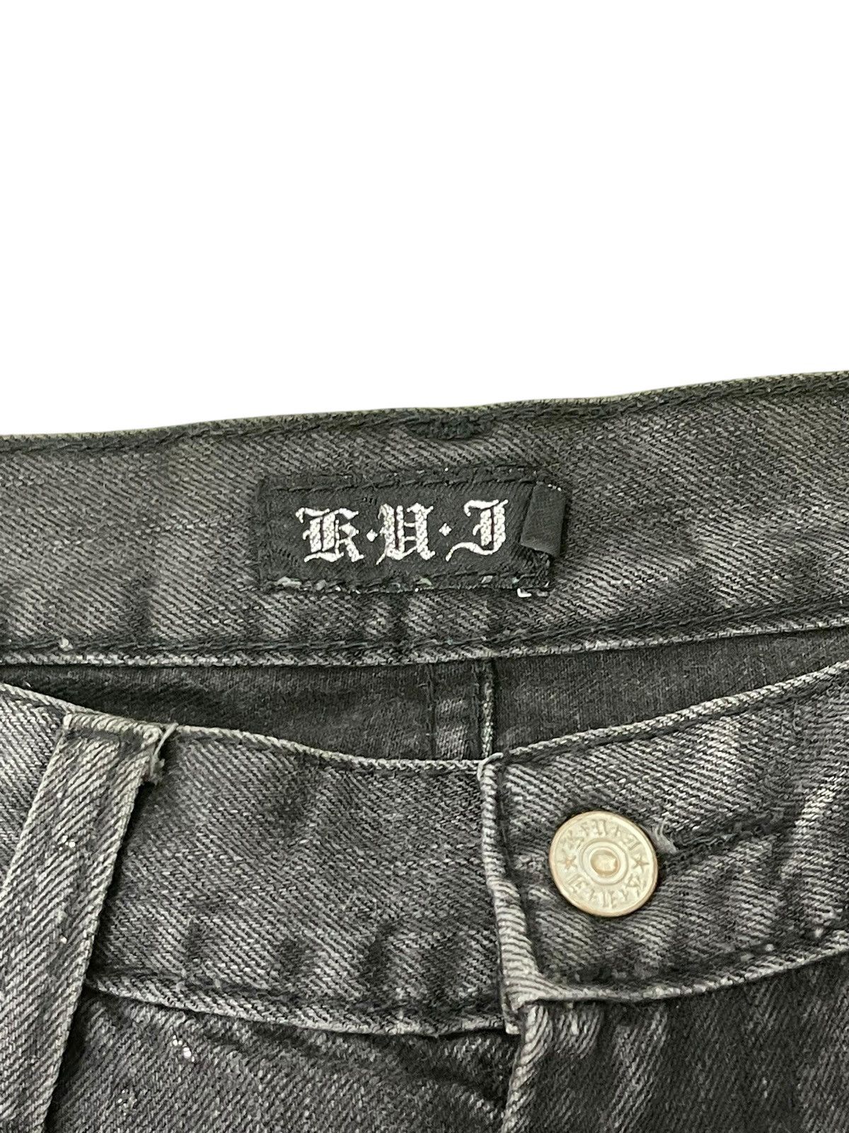 Japanese Brand Flare Jeans KUI Faded Distress Skull Boot Cut 1🟦2 Size US 31 - 17 Thumbnail