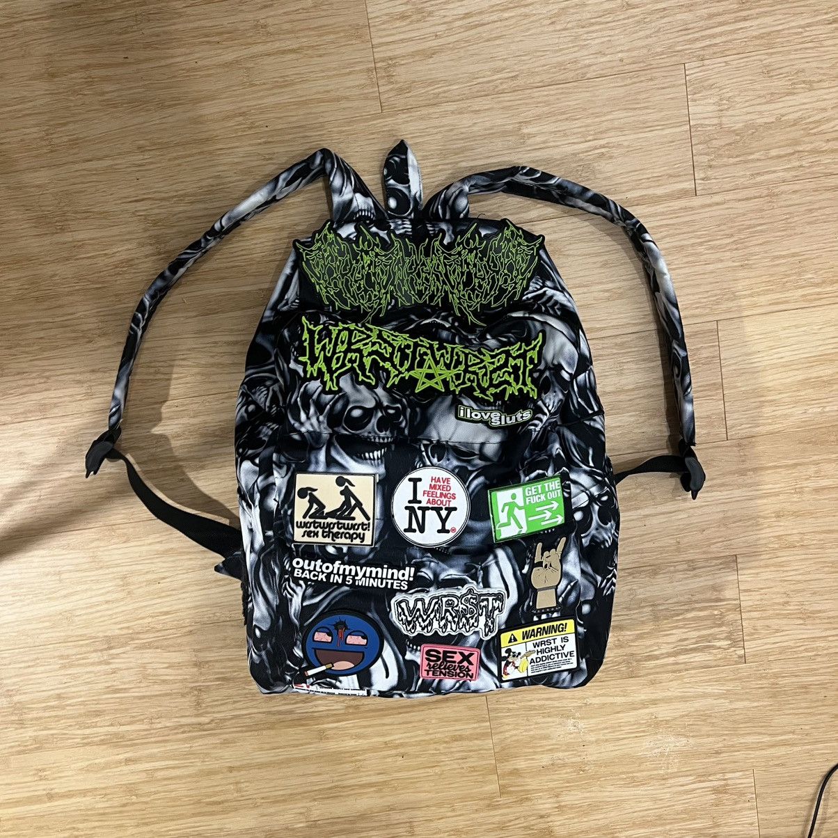Wrstwrstwrst skullpile pvc patch backpack