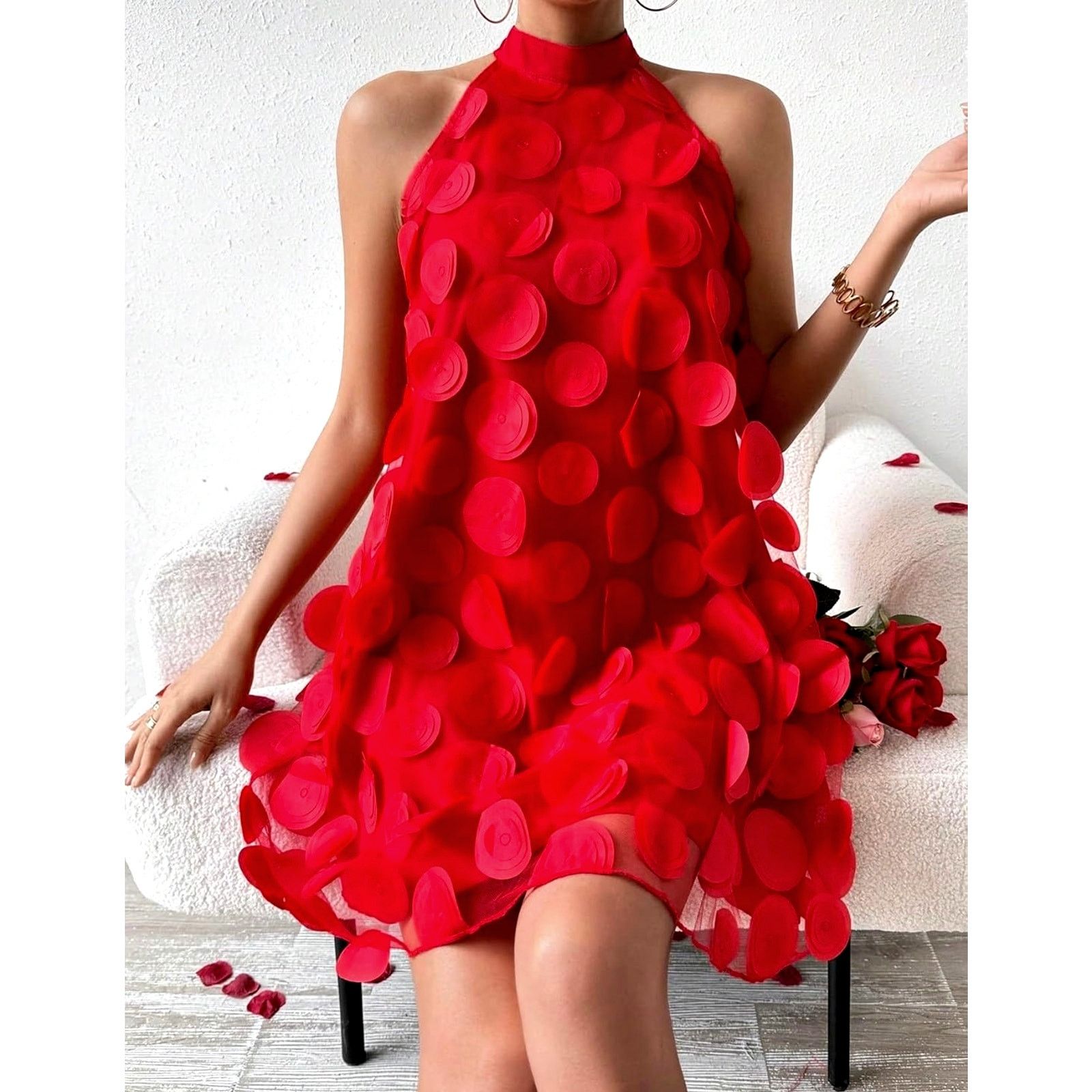 Other Valentines Day Night Out 3 Dimensional Halter Neck Mini 12 Size XL / US 12-14 / IT 48-50 - 6 Thumbnail