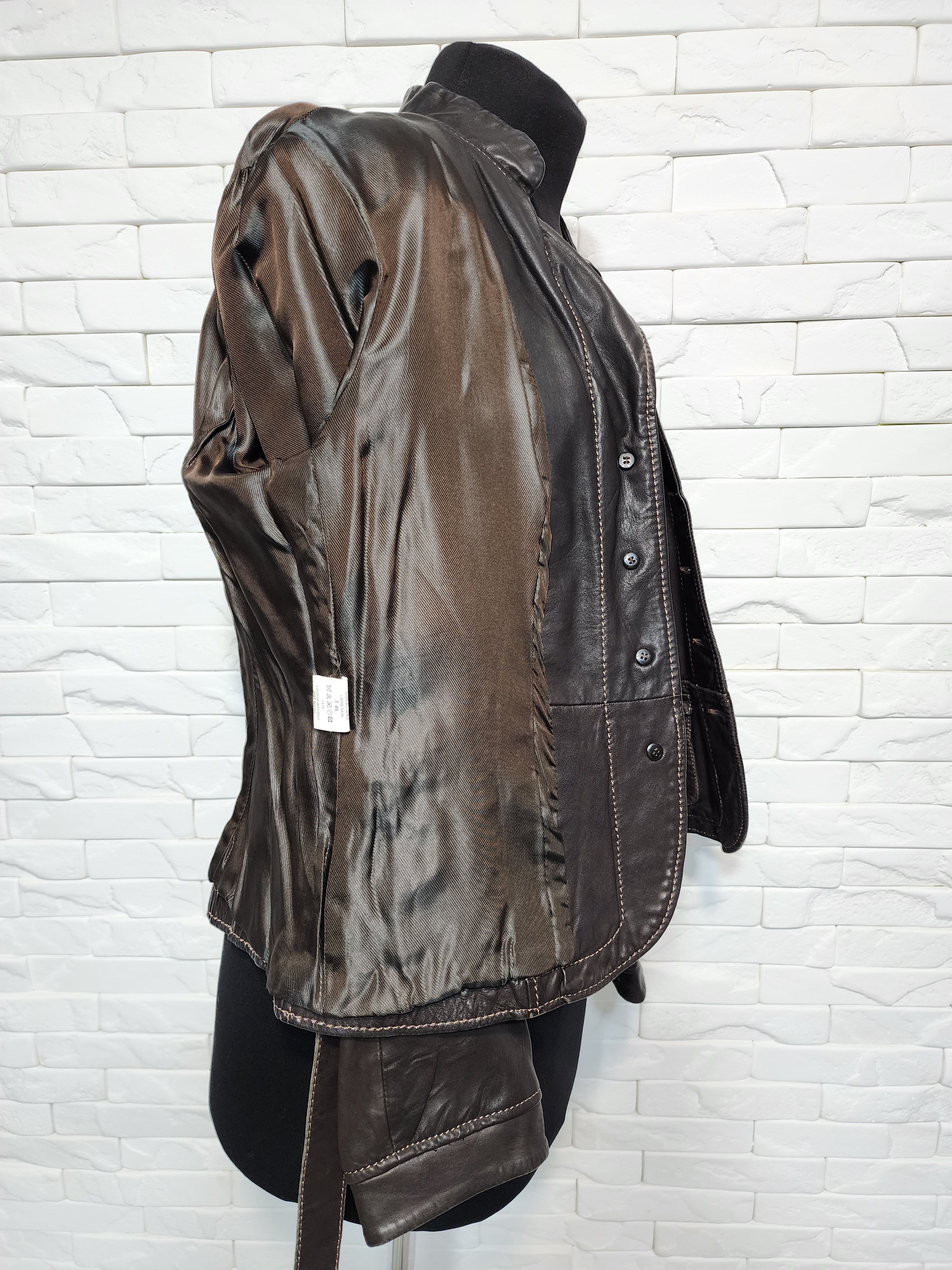 Designer Brown women's leather jacket. Size XL / US 12-14 / IT 48-50 - 8 Thumbnail