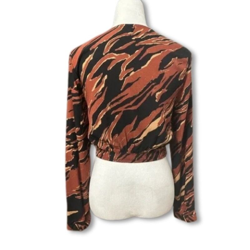 Other BP. Tiger Print Crop Top Ruched Waist Brown Women's S NWOT Size S / US 4 / IT 40 - 5 Thumbnail