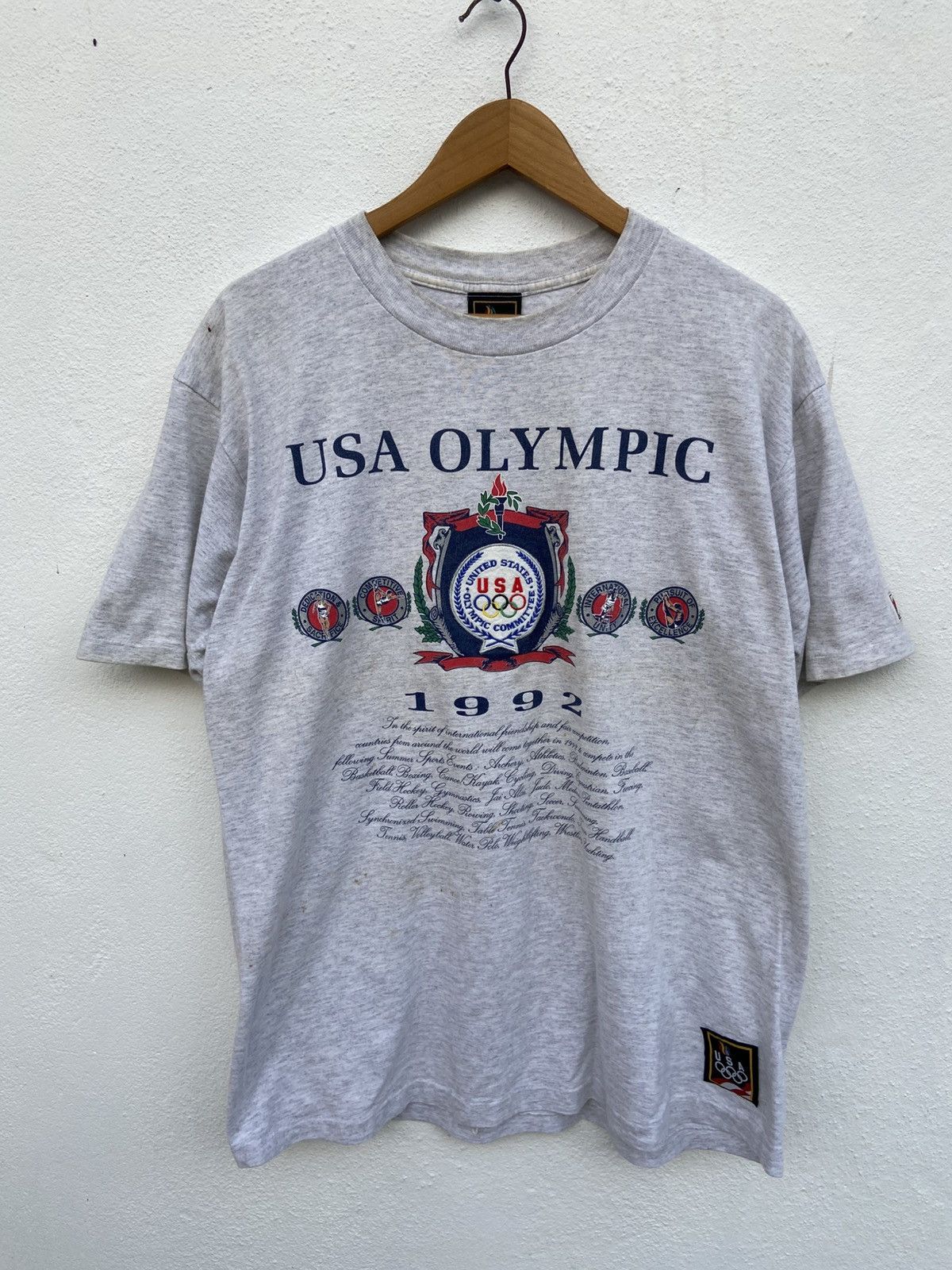 USA Olympics 🔥 Vintage 90s Vintage USA Olympic Nutmeg t shirt Size US L / EU 52-54 / 3 - 2 Thumbnail
