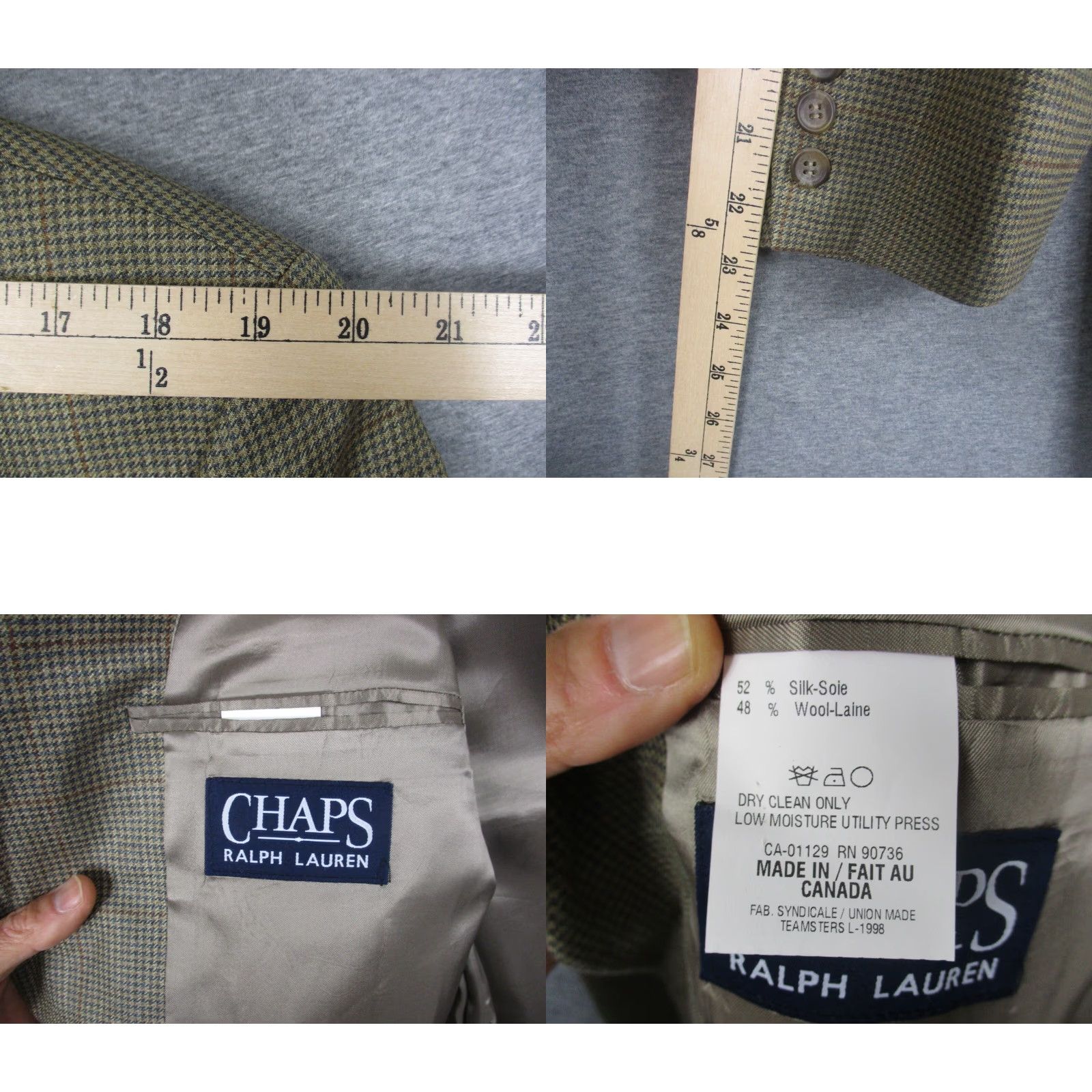 Chaps VINTAGE Chaps Blazer Silk Wool Suit Jacket Sport Coat 42 Brown Plaid Check Size 42R - 8 Thumbnail