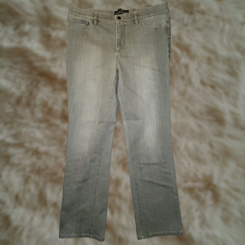 Ralph Lauren LRL Jeans Women's Straight Leg Mid Rise Gray Logo 14 Regular Denim Pants City PreppyMens? No, Women. Size 36" / US 14 / IT 50 - 1 Thumbnail
