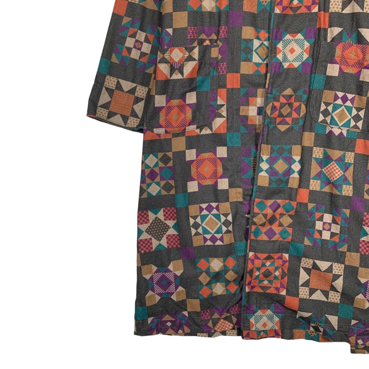 Japanese Brand Vintage TITICACA Motif Design Robe / Long Coat #1129-C52 Size M / US 6-8 / IT 42-44 - 4 Thumbnail