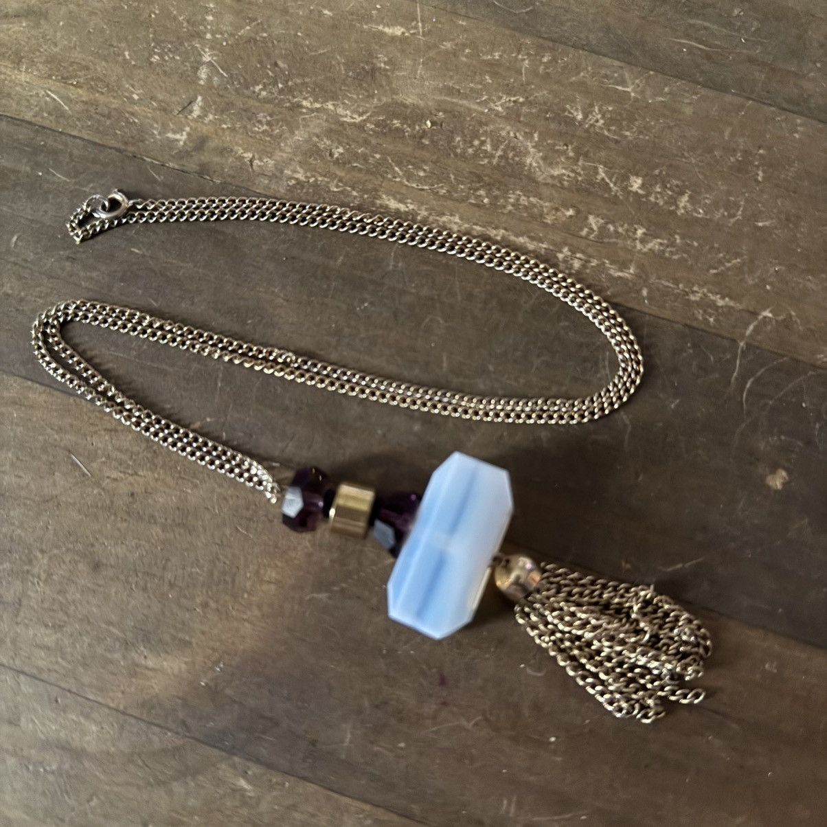 Vintage Vintage gold tone Opalite tassel pendant necklace Size ONE SIZE - 2 Thumbnail