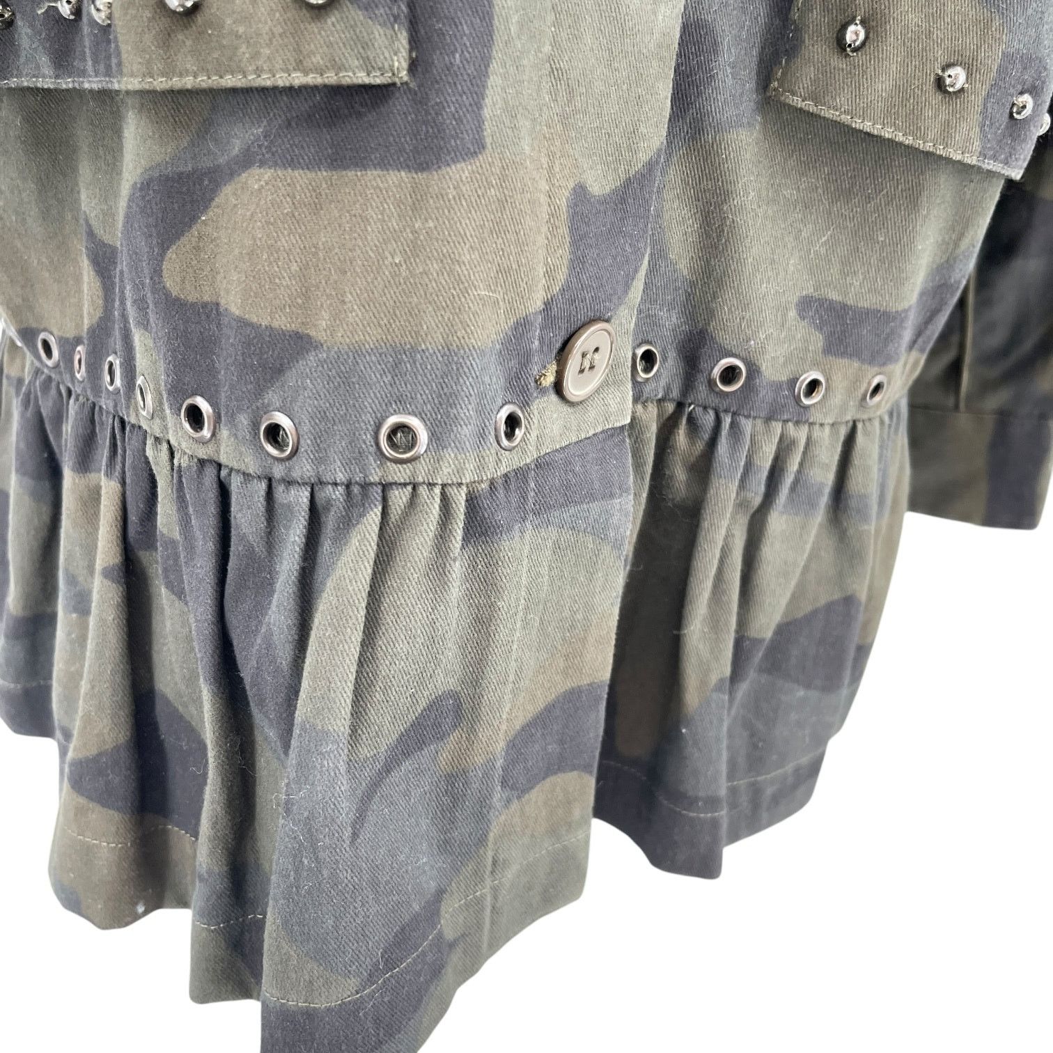 Joie Joie Womens Samia Camo Ruffle Jacket Rivets Studs Medium NEW Size M / US 6-8 / IT 42-44 - 5 Thumbnail