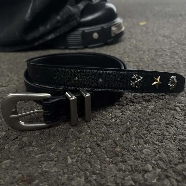 Other Distressed Cowhide Belt – Silver Star Rivets, Unisex Size ONE SIZE - 7 Thumbnail