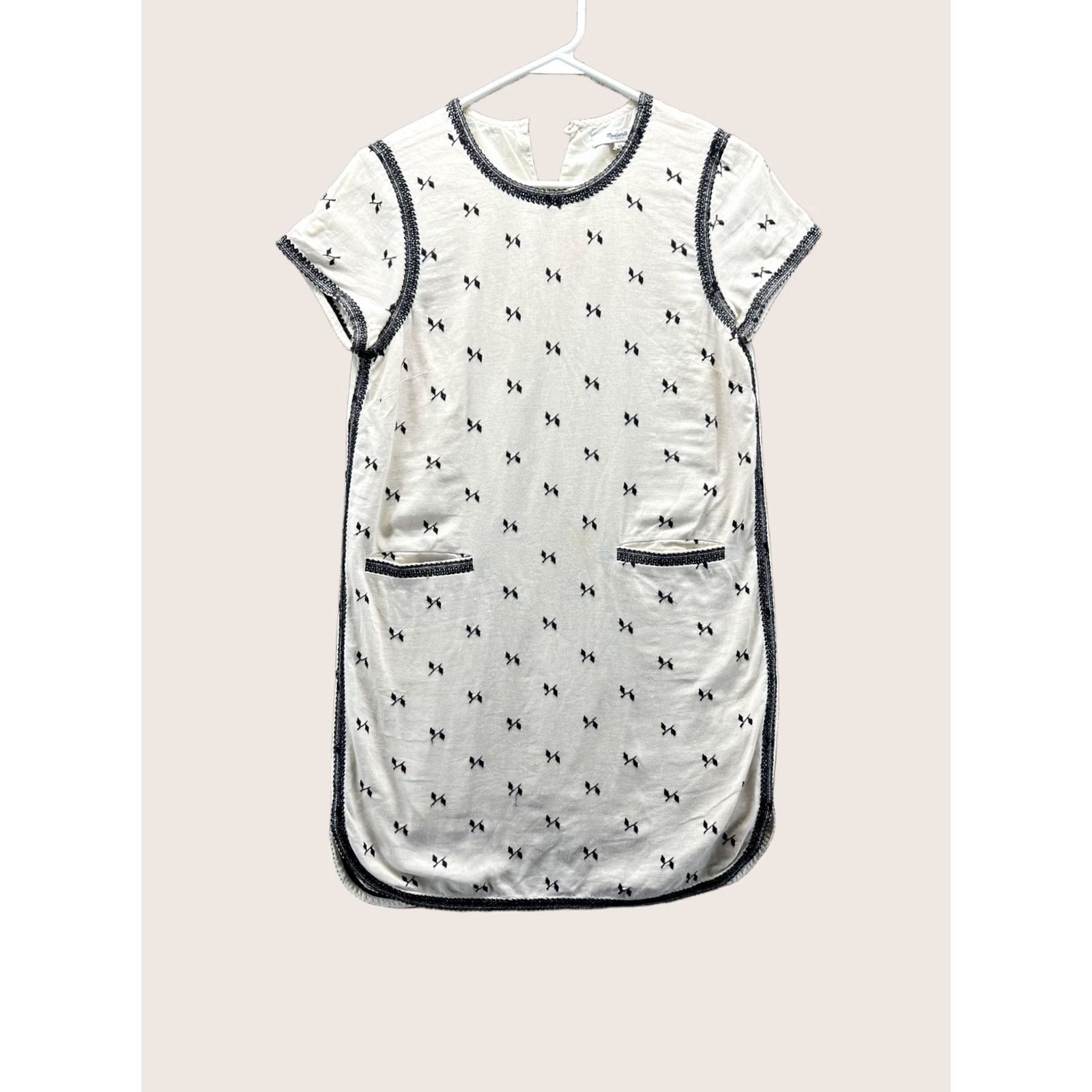 Madewell Madewell Dress Womens XS White Embroidered Geometric Shift T Shirt Short Sleeve Size XS / US 0-2 / IT 36-38 - 1 Thumbnail