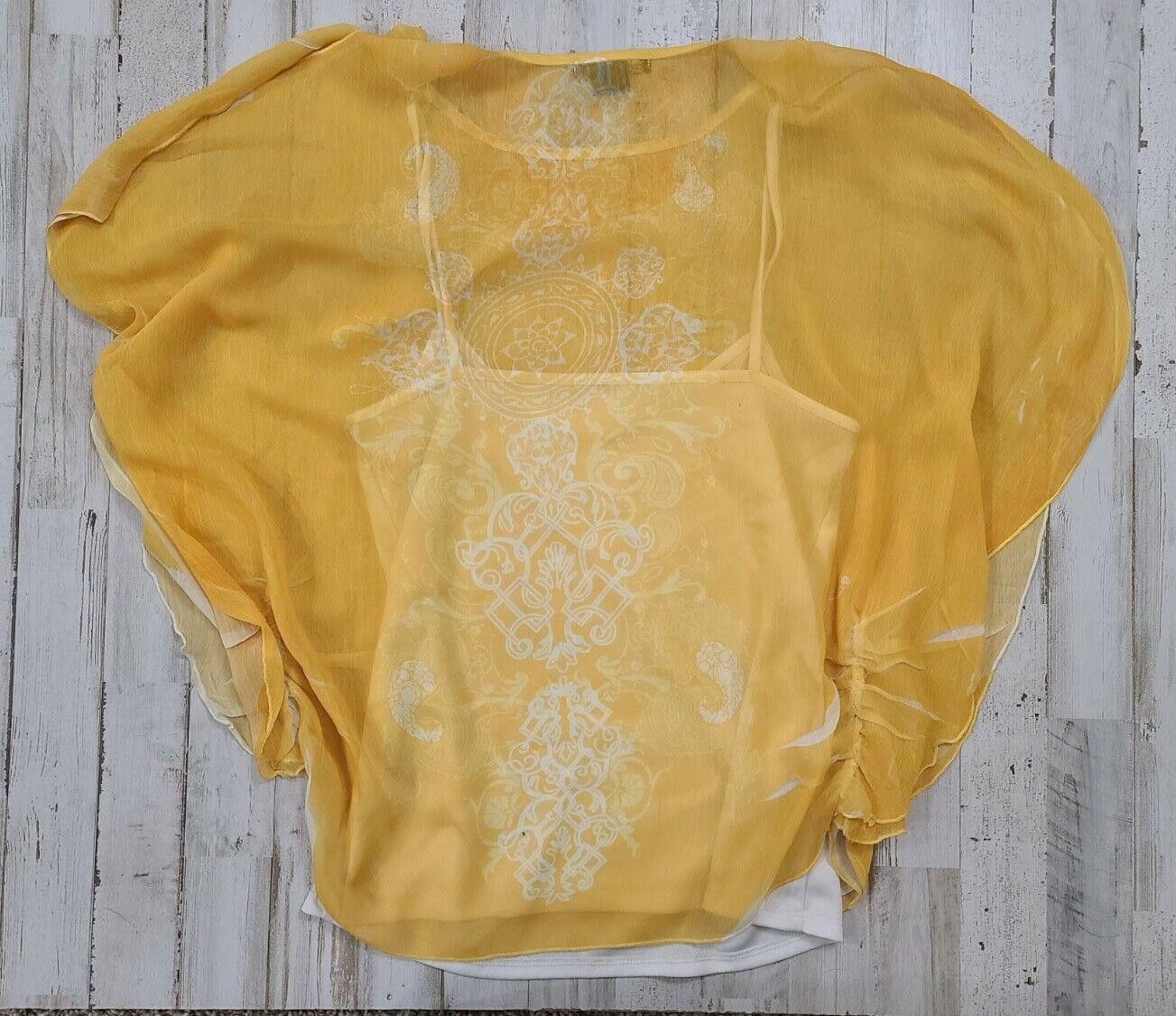 Jun Takahashi Takara Top Small Yellow Blouse Boho Sheer Over Tank small Size S / US 4 / IT 40 - 2 Thumbnail