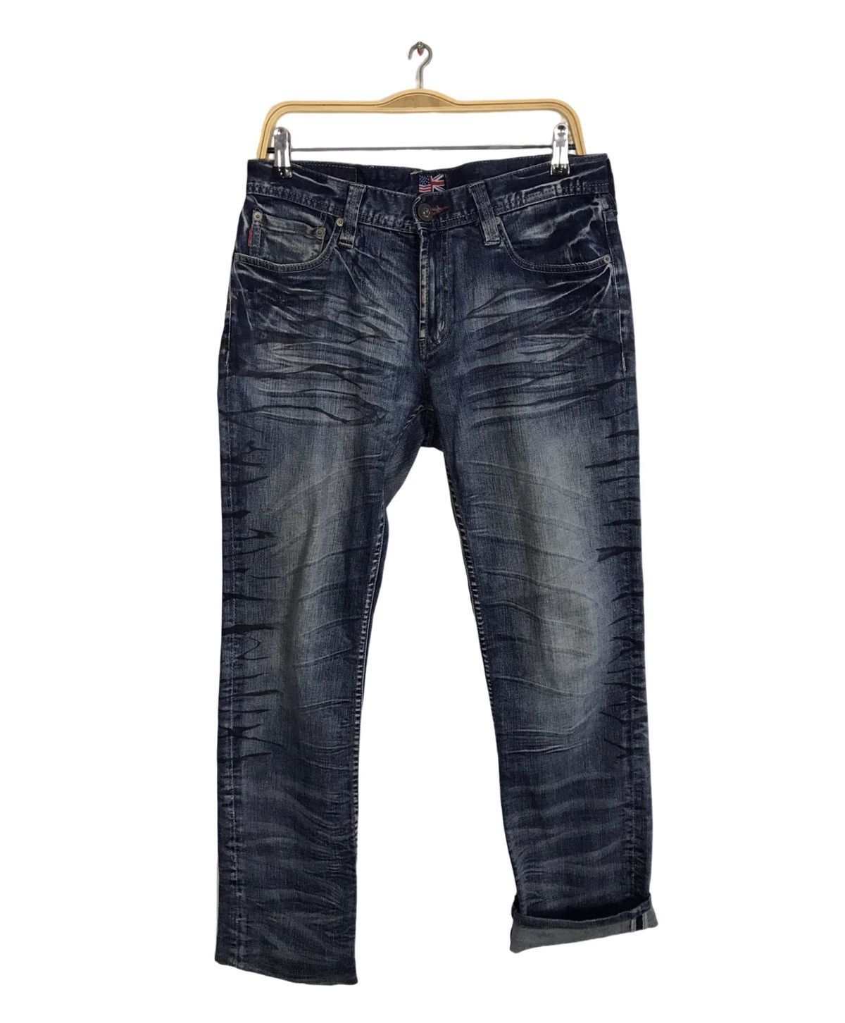 Japanese Brand Hype 90s Lyric Whisker Indigo Denim Straight Cut Size US 33 - 1 Thumbnail