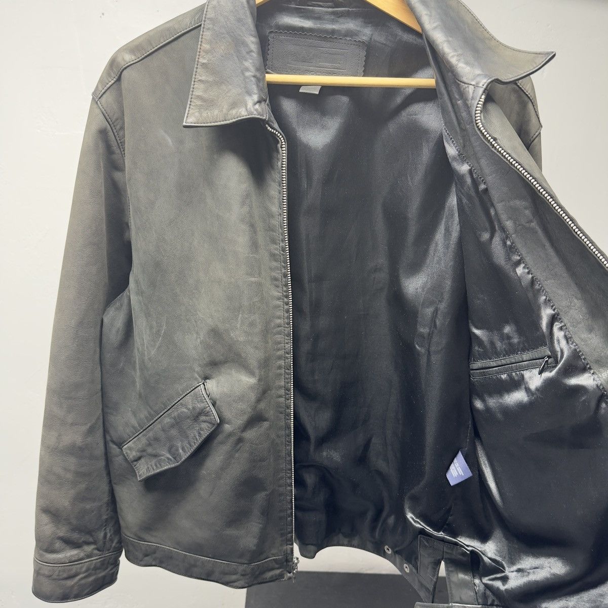 Vintage Vintage Faded Black Leather Blouson Jacket ERD Grunge Chrome Size US L / EU 52-54 / 3 - 9 Thumbnail