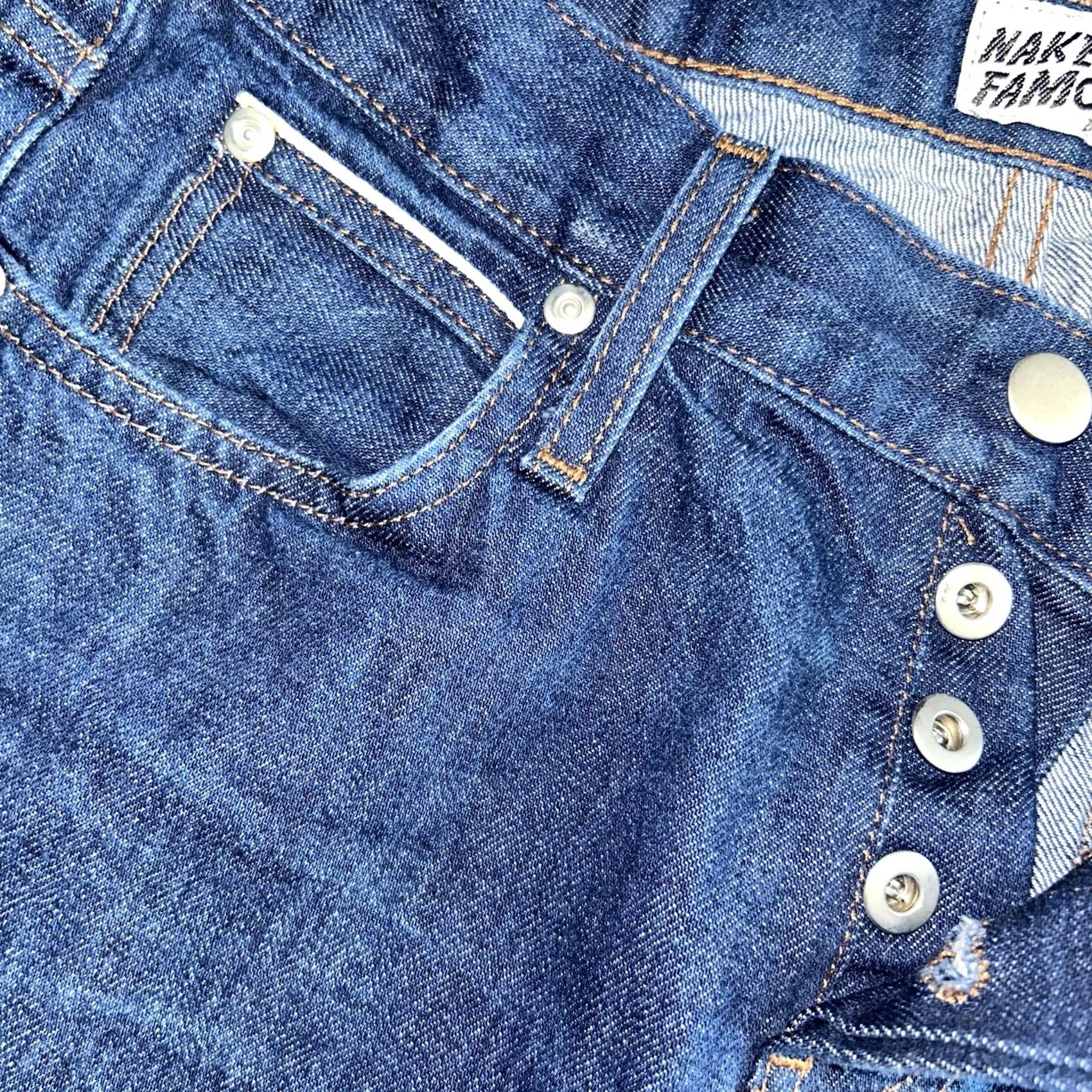 Vintage Naked & Famous Denim Selvedge Jeans Indigo Twill 30x35 Slim Guy 35 Inseam 5-Pocket Jeans Streetwear NYC Vintage Style Men Jeans Size US 30 / EU 46 - 6 Thumbnail