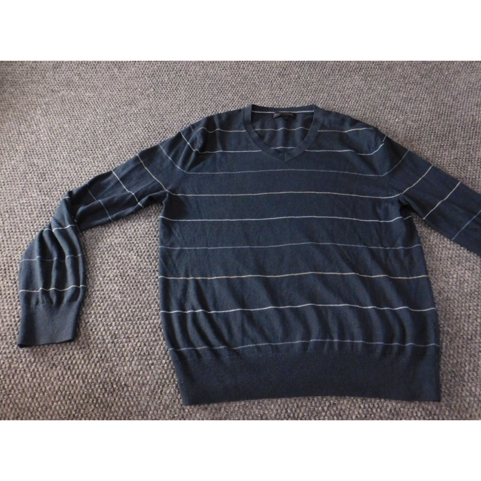 Banana Republic Banana Republic Mens Sweater Long Sleeve Crew Neck Pullover Striped Blue M Regular Knit Cotton Nylon Silk Size US M / EU 48-50 / 2 - 5 Thumbnail