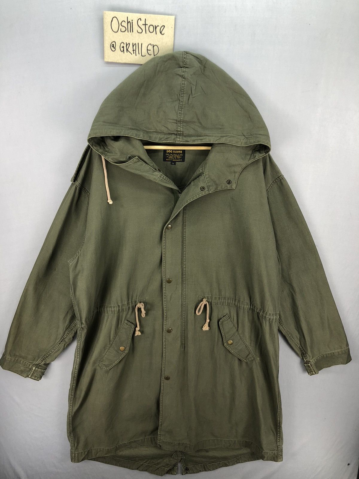 Japanese Brand × Vintage Vintage Military Dog House Olive Green Parka Jacket Size US L / EU 52-54 / 3 - 1 Thumbnail