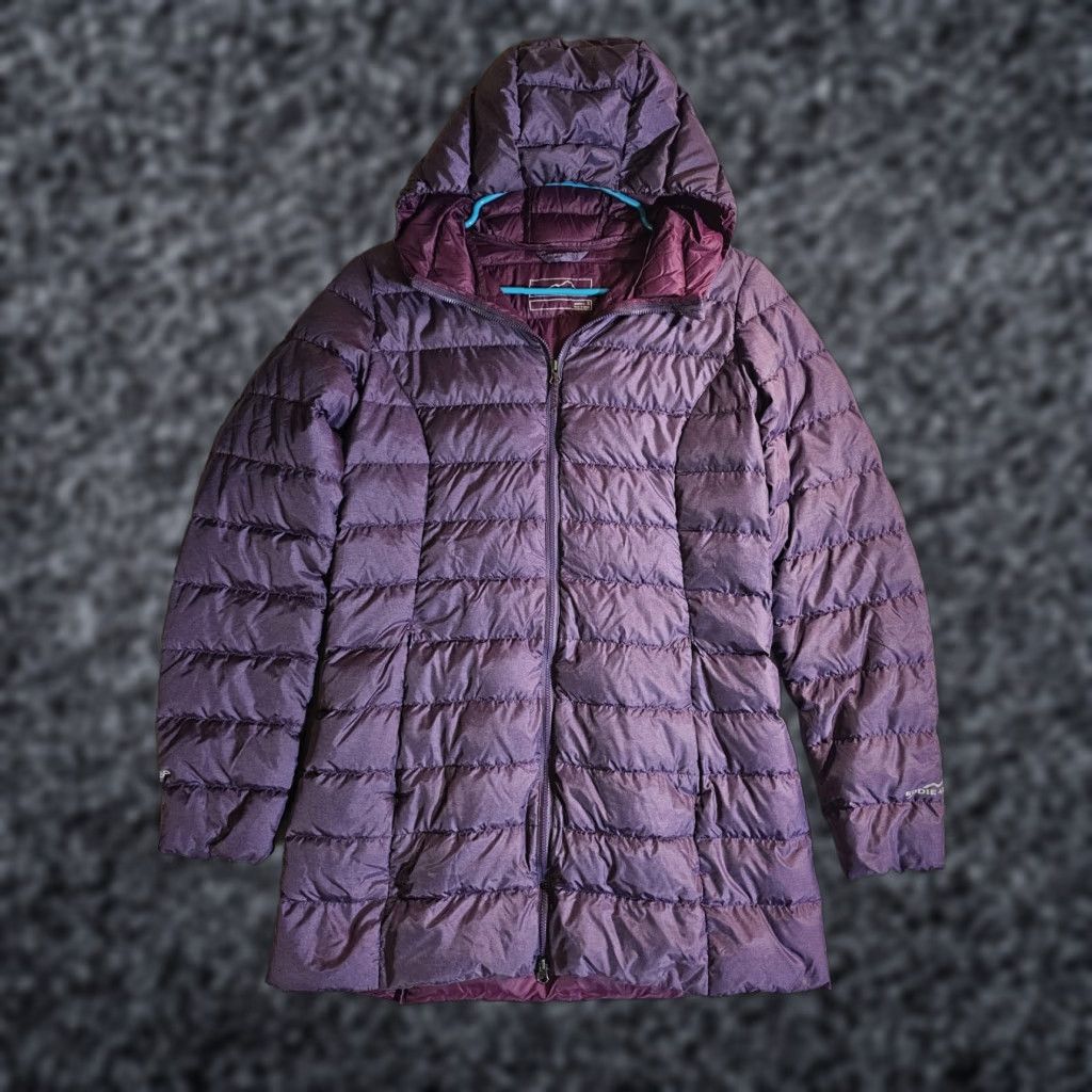Eddie Bauer Eddie Bauer Signature Goose Down Quilted Puffer Jacket Hooded Women's Size S Purple - Packable, Long, Zip, Softshell, Casual Outdoor Size S / US 4 / IT 40 - 1 Thumbnail