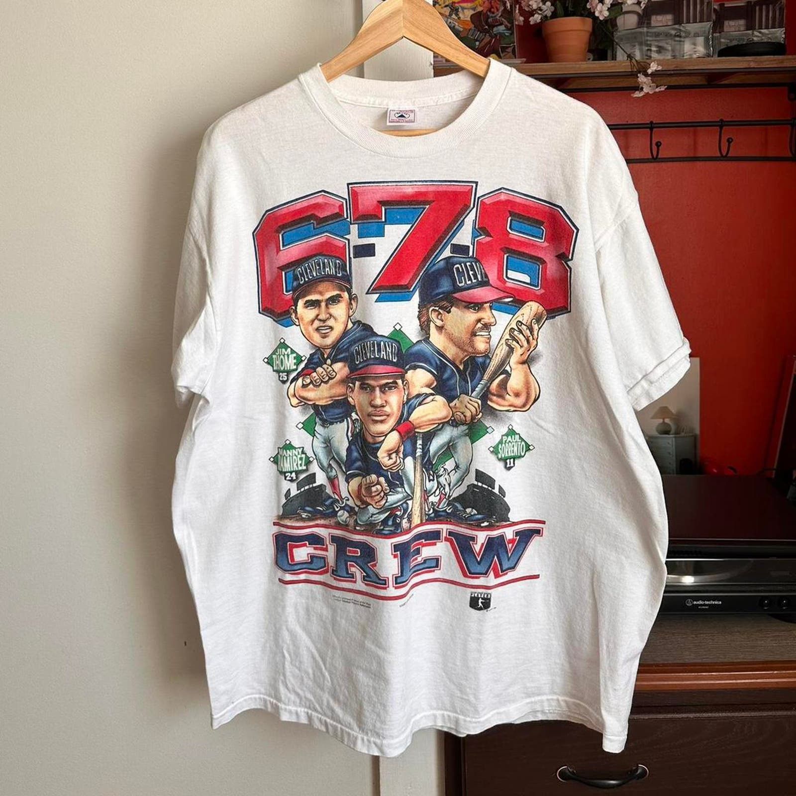 image of Made In USA x Mlb Vintage Cleveland Indians Caricature Shirt in White, Men's (Size XL)