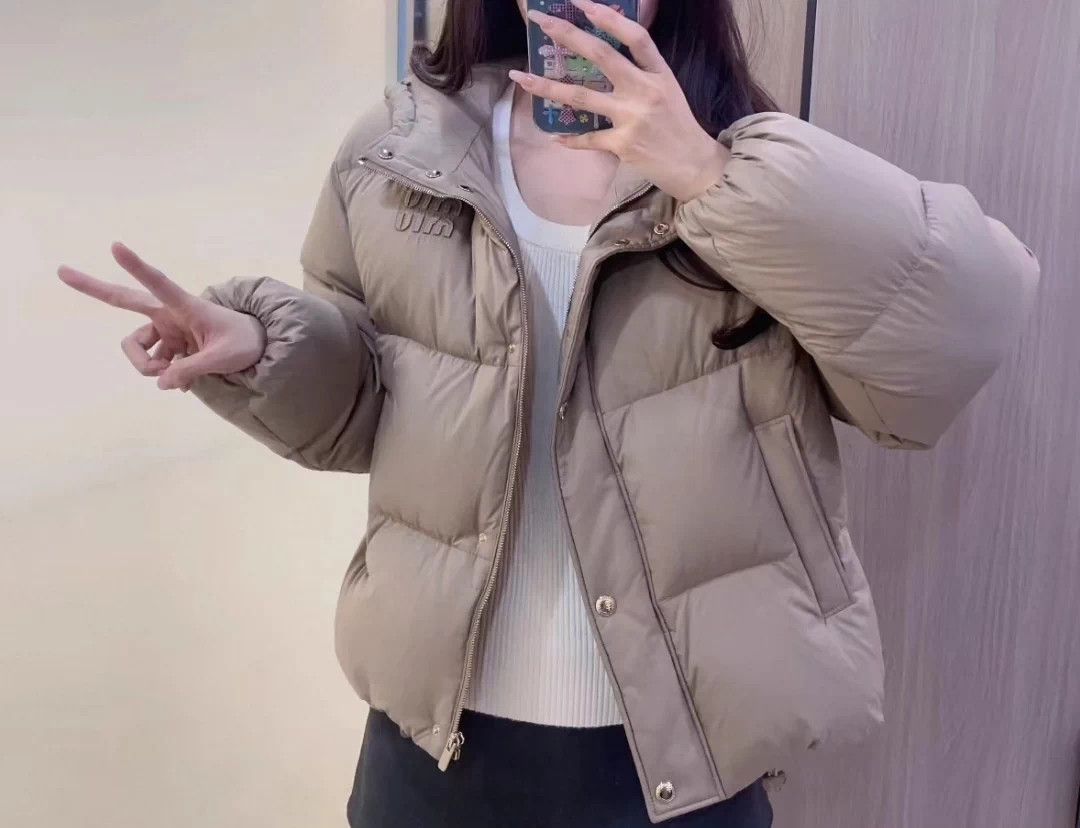 Miu Miu MIU MIU Khaki Brown Embroidered Logo Puffer Jacket Size XS / US 0-2 / IT 36-38 - 2 Thumbnail