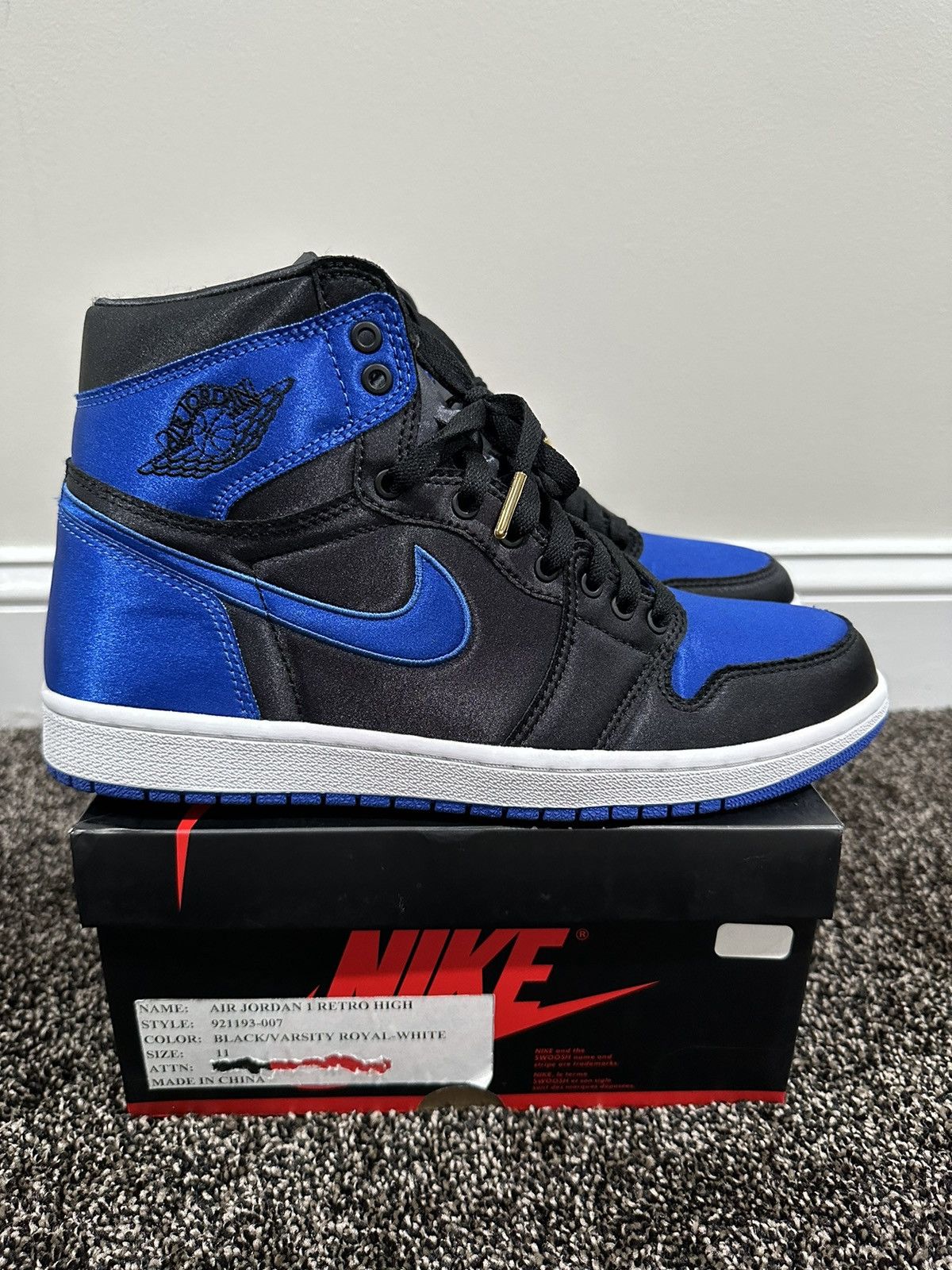 Jordan Brand Air Jordan 1 Retro High EP Satin Royal Promo Sample Sneakers Size US 11 / EU 44 - 2 Thumbnail