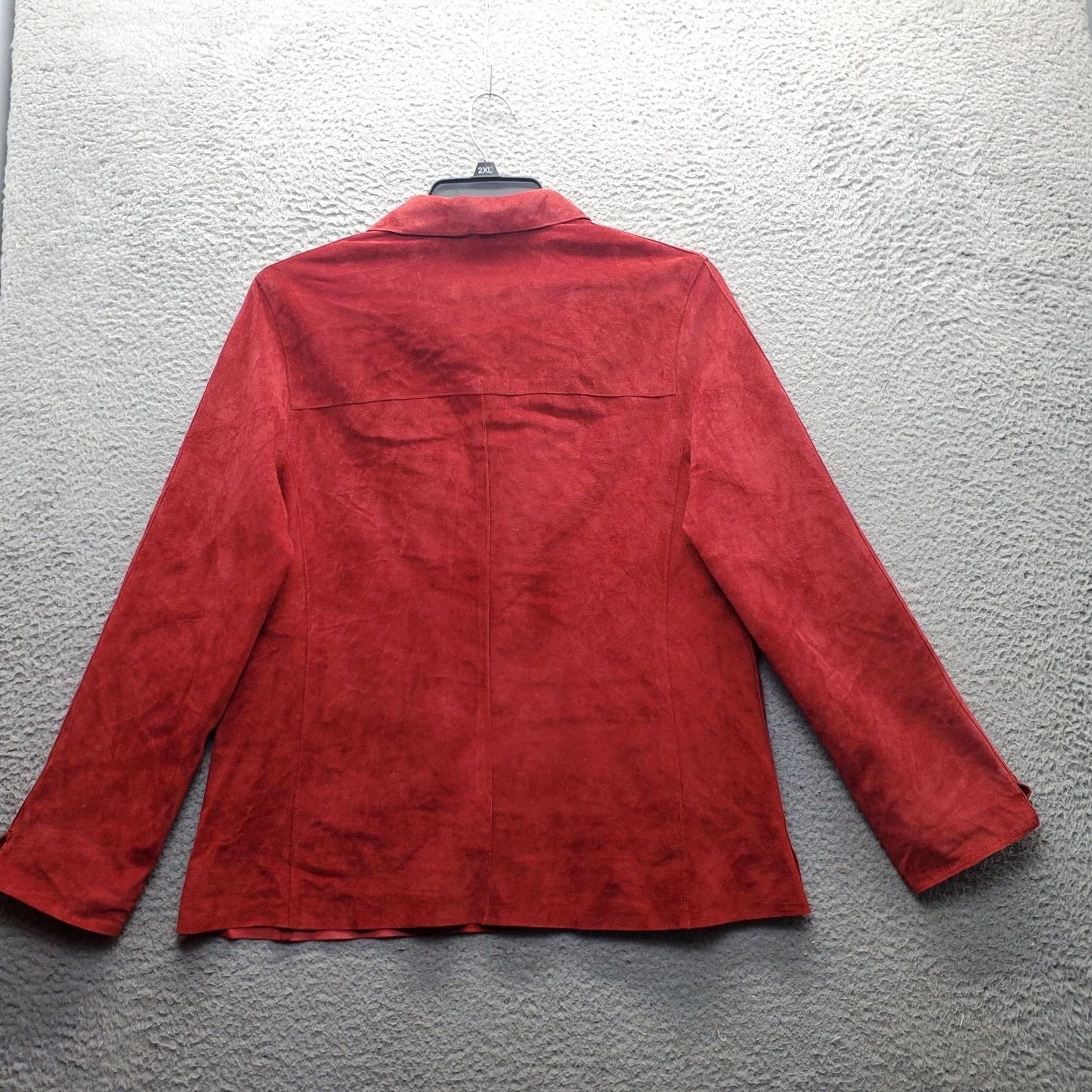 Vintage Valerie Stevens Shacket Womens Size L Red Leather Button Up Slit Sleeve Lined Suede 100% Leather Vintage: No Size L / US 10 / IT 46 - 2 Thumbnail