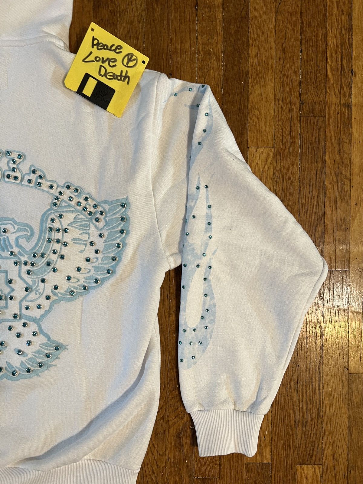 murd333r.fm Murd333r.fm Chopper White Rhinestone Zip Up