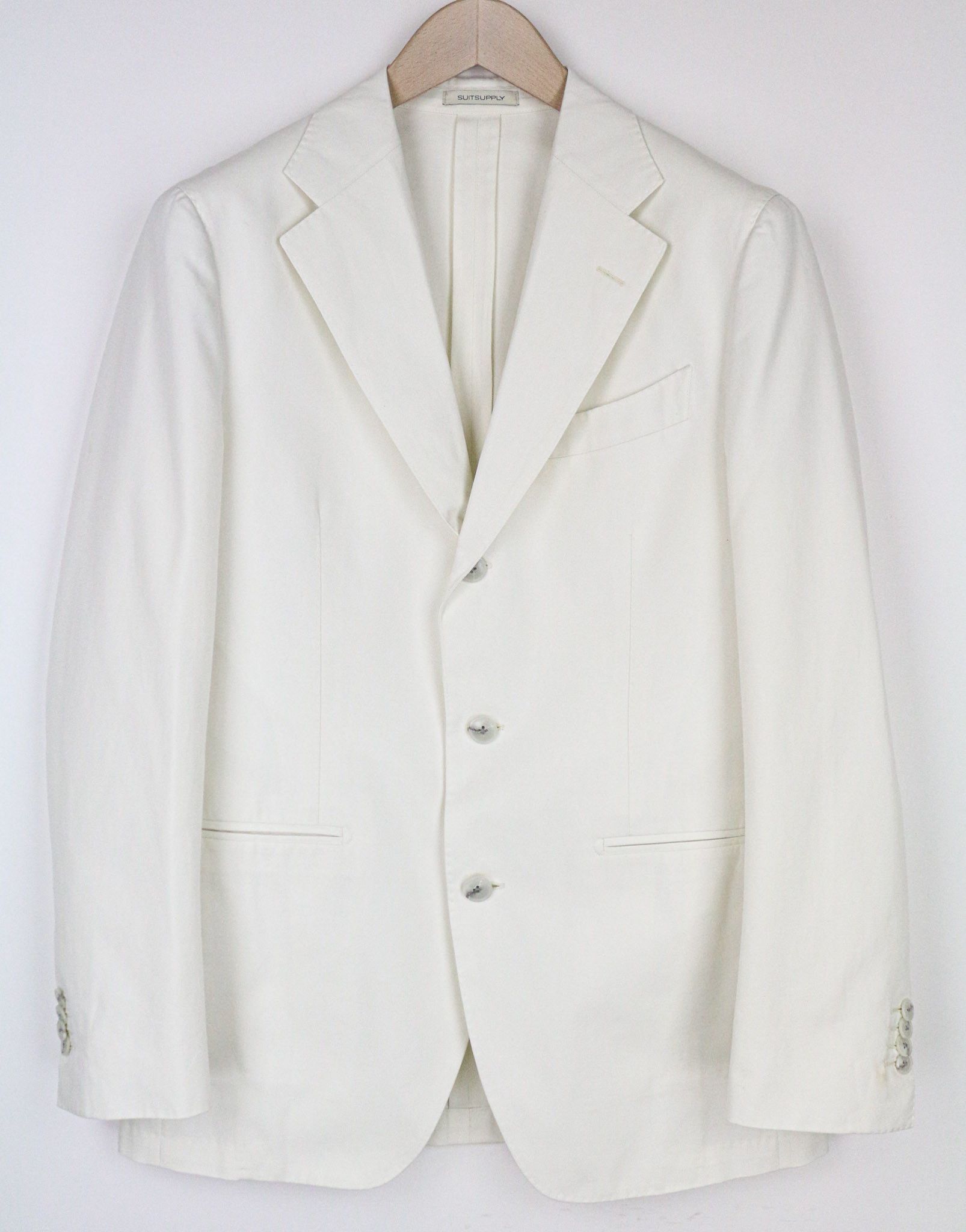 Suitsupply HAVANA UK38R Off-White Slim Fit Cotton 2 Piece Suit 73528 Size 38R - 2 Thumbnail