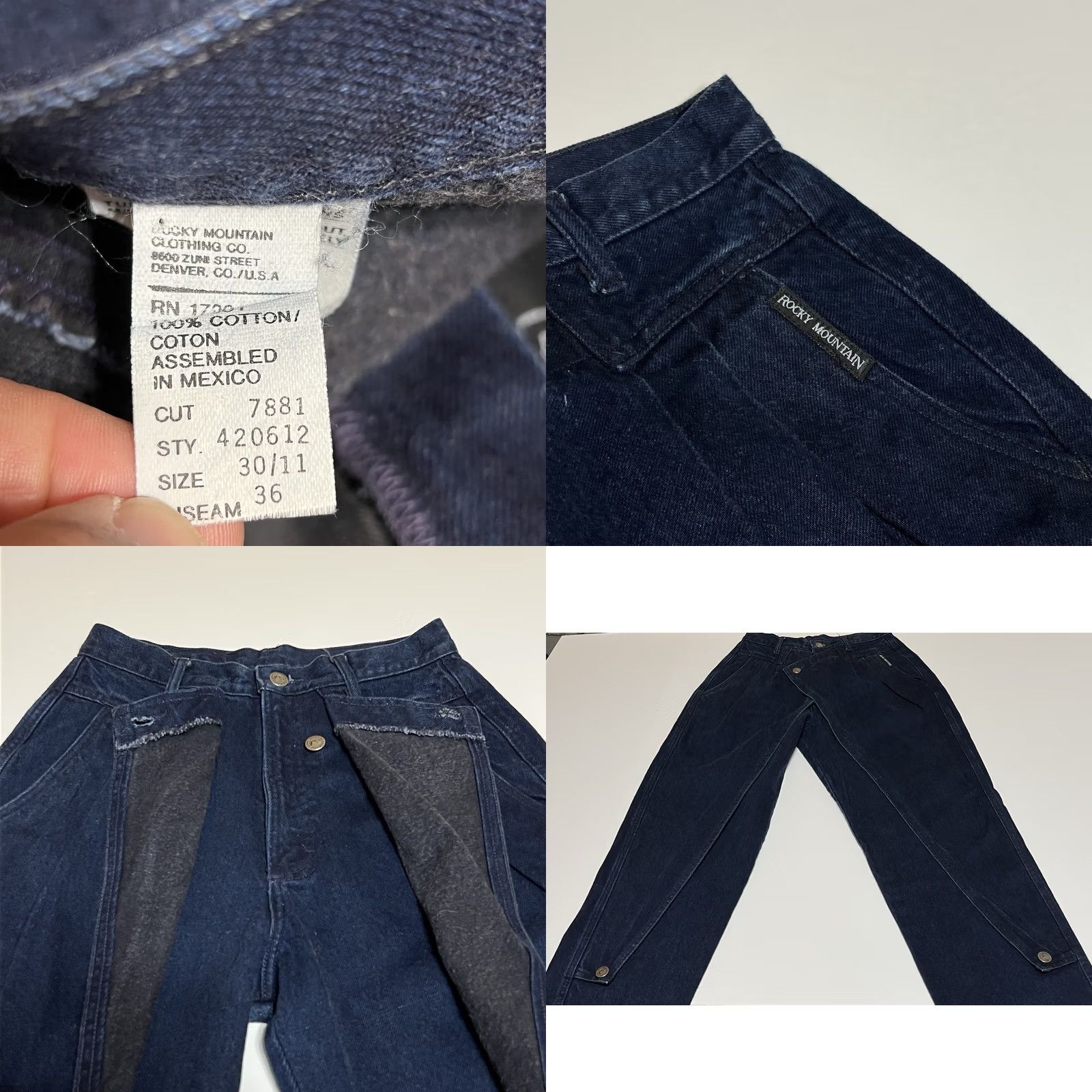 Vintage Vintage Rocky Mountain Jeans Women’s 11/30x36 Cross Over Flaps Blue 1990s Juniors 26x36 100% cotton Mexico Mens Girls Womens Size 32" / US 10 / IT 46 - 8 Thumbnail