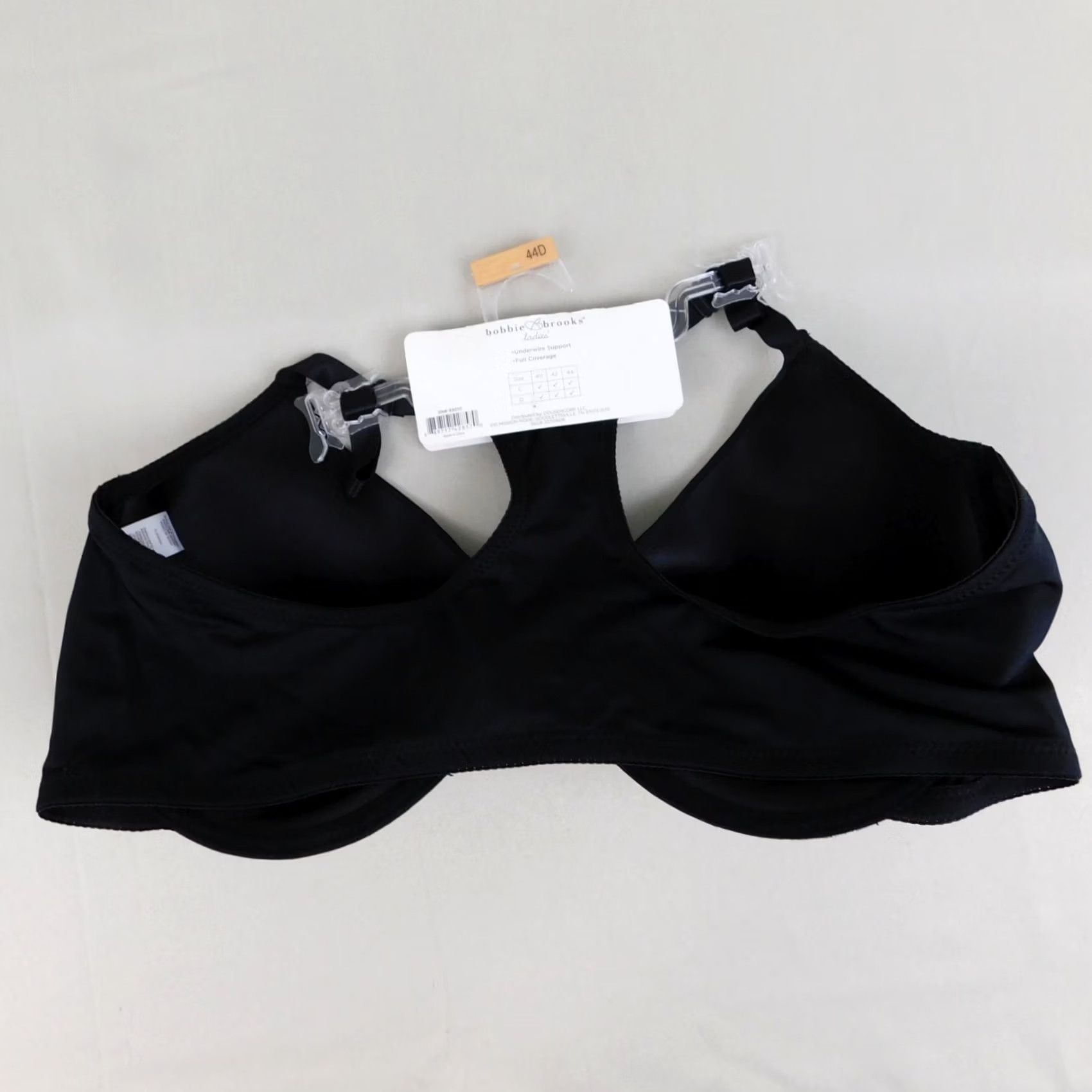 Vintage Bobbie Brooks Bra 44D Black Full Coverage Underwire Front-Close Racerback T-Shirt Style Womens Size ONE SIZE - 4 Thumbnail