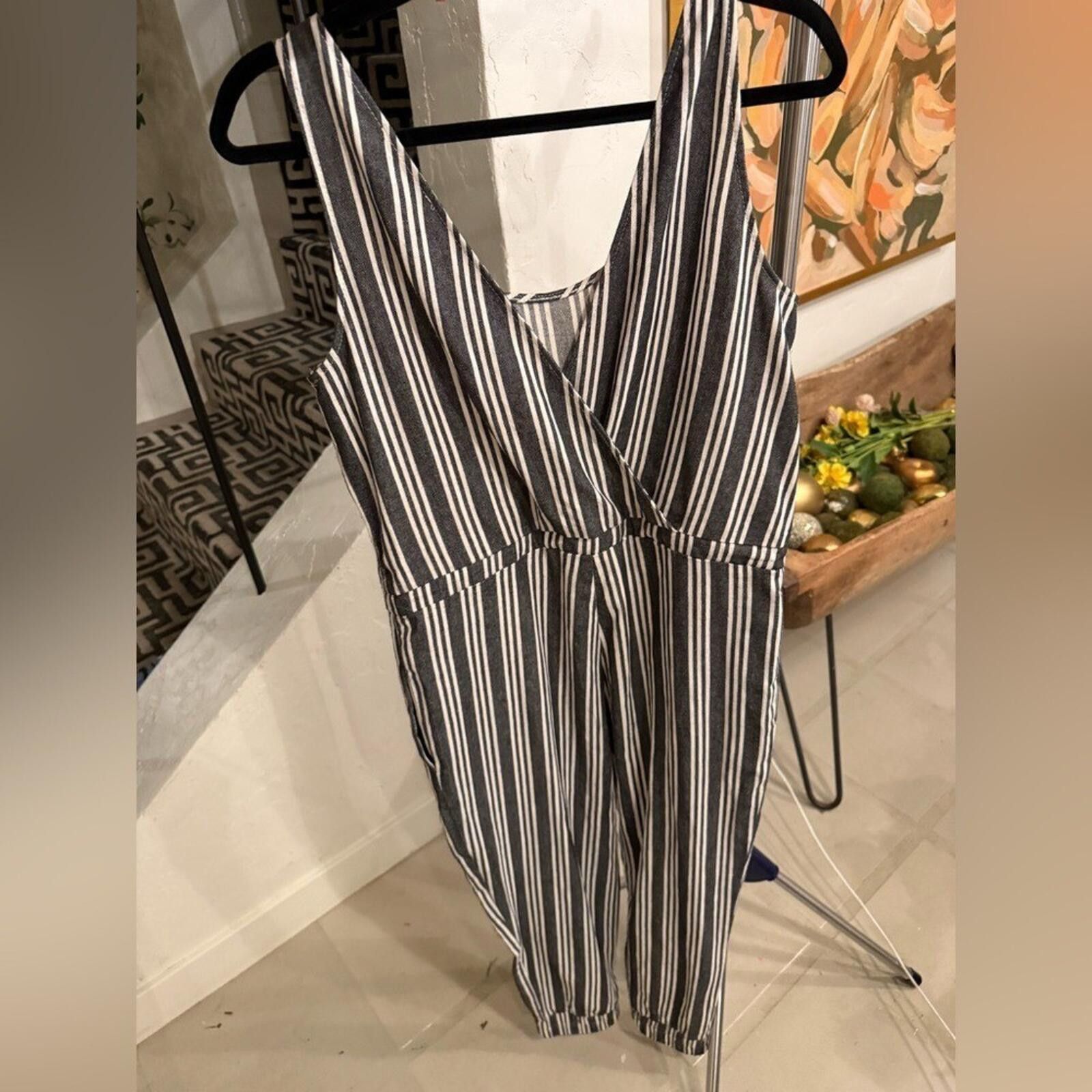 Other Anthropologie Drew Striped Drawstring Waist Jumpsuit NWOT S Size 28" / US 6 / IT 42 - 6 Thumbnail