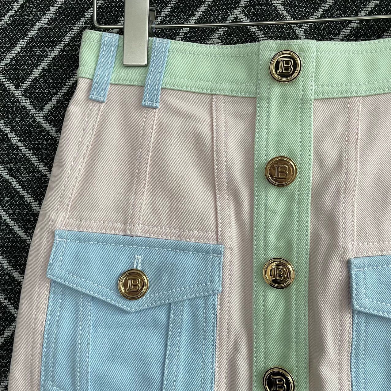 Balmain Balmain Pink Denim White Macaron Colorblock Dress 36 Size 25" / US 0 / IT 36 - 3 Thumbnail