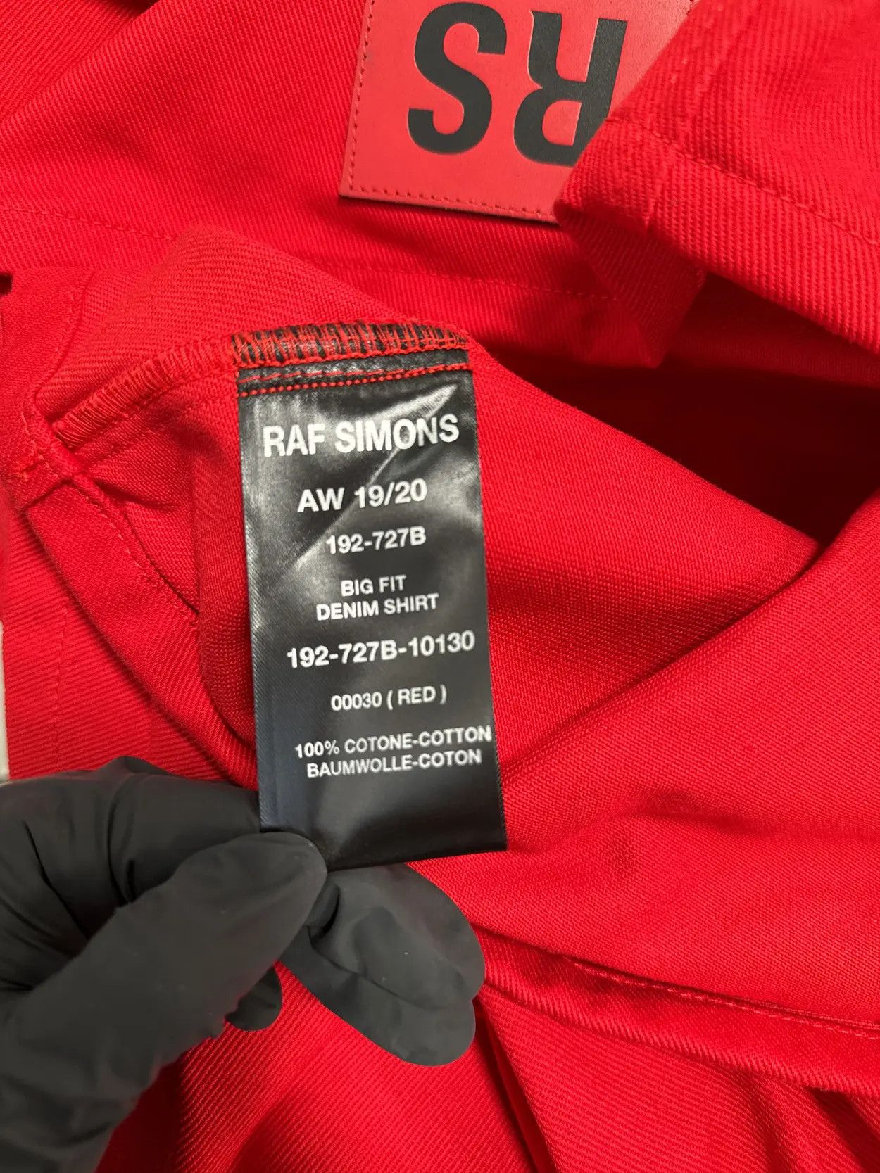 Raf Simons Men's Raf Simons Red Oversized Denim Shirt Size US L / EU 52-54 / 3 - 7 Thumbnail