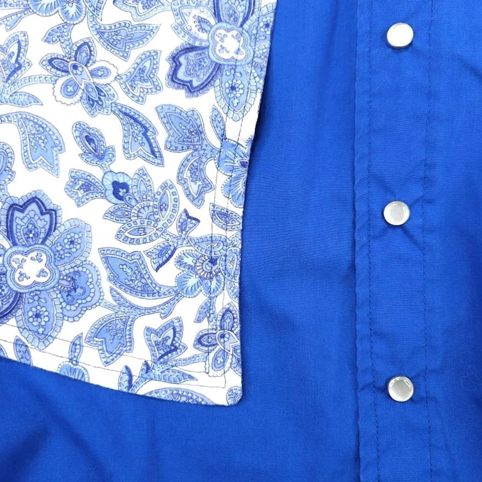 Vintage Vintage Western Shirt Mens XL Blue Paisley Cape Cowboy Pearl Snap Buttons Size US XL / EU 56 / 4 - 3 Thumbnail