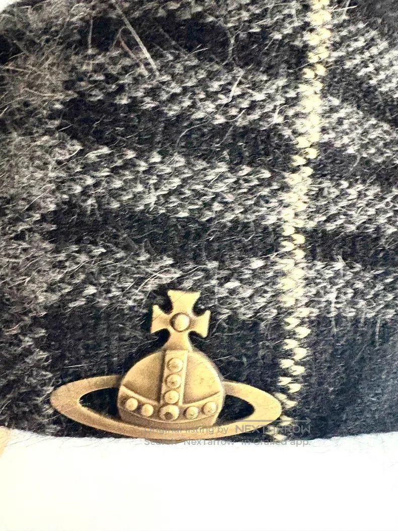 Vivienne Westwood Vivienne Westwood Gray and black checkered Saturn pom-pom Size ONE SIZE - 6 Thumbnail