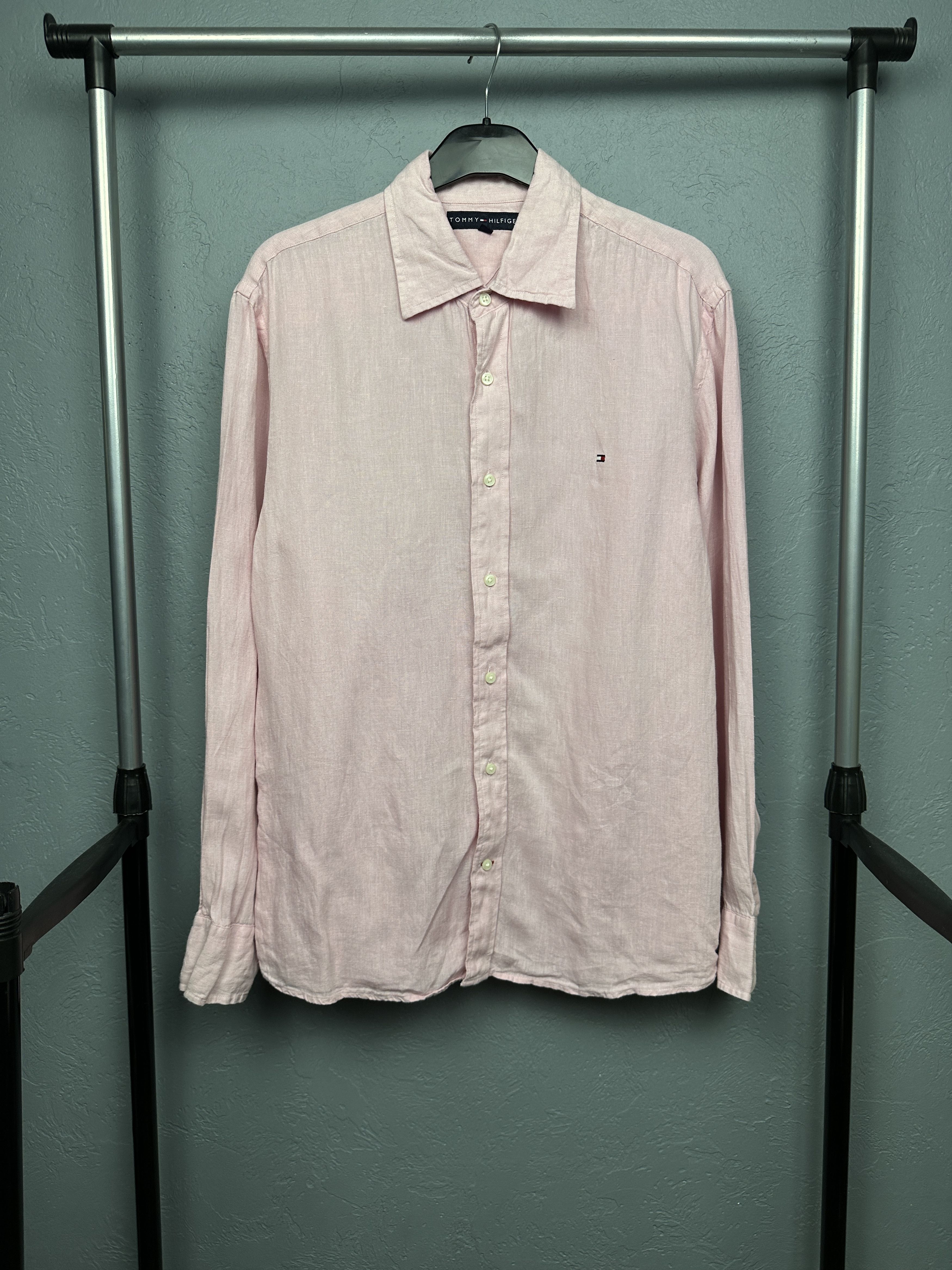 Tommy Hilfiger × Vintage Tommy Hilfiger Vintage Mens LINEN Long Sleeve Shirt Size US L / EU 52-54 / 3 - 1 Thumbnail