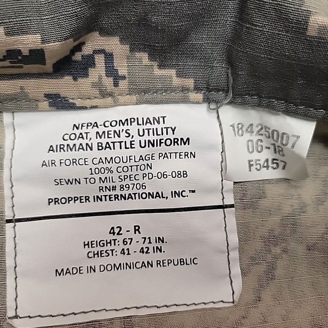 Propper US Air Force ABU Camo Jacket Mens 42R Tiger Stripe Digital Military Coat BDU Size US XS / EU 42 / 0 - 3 Thumbnail
