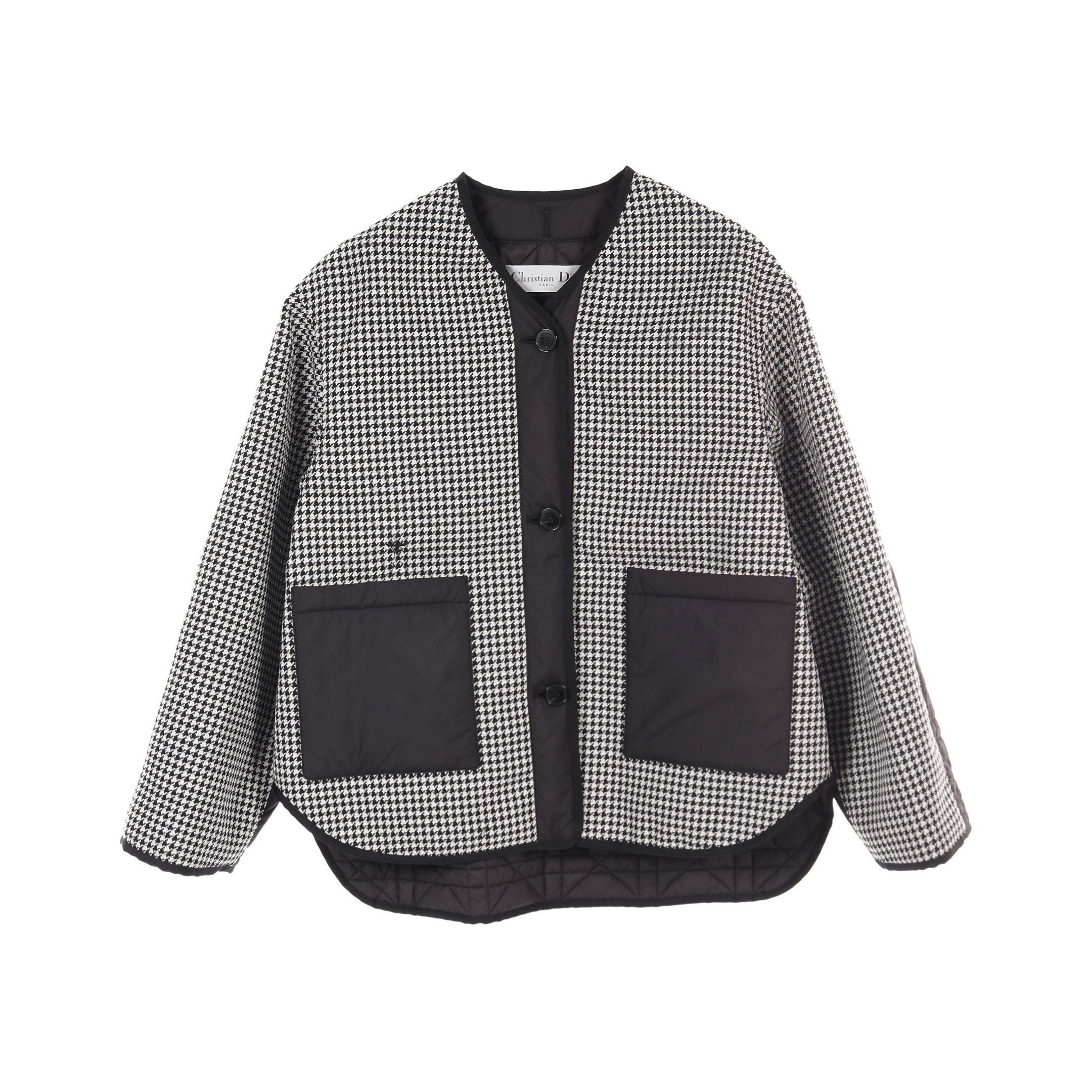 Dior Dior Bee Quilted Jacket Houndstooth Wool Black White Size ONE SIZE - 1 Thumbnail