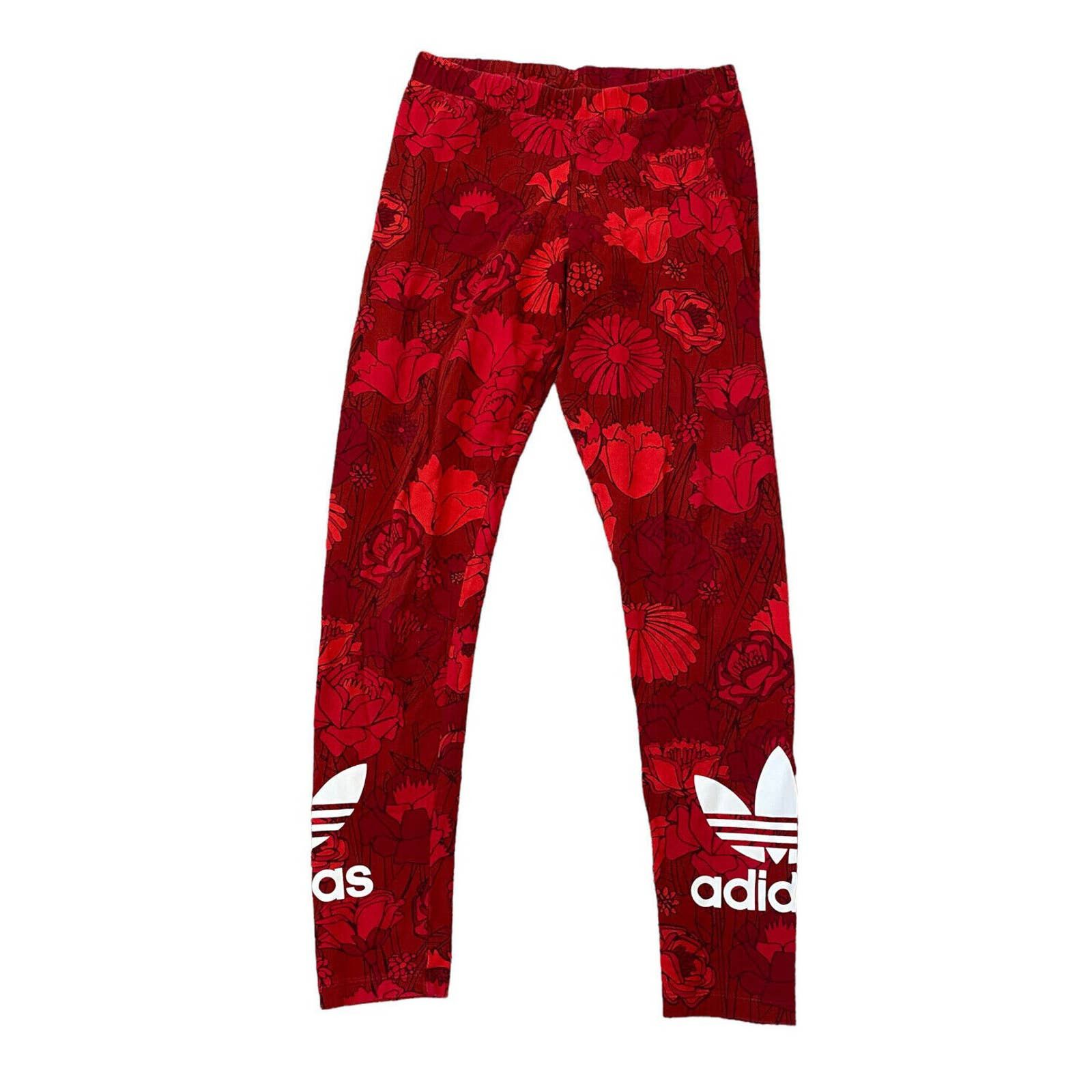 ADIDAS Women's Red Floral Legging Size Small RARE!