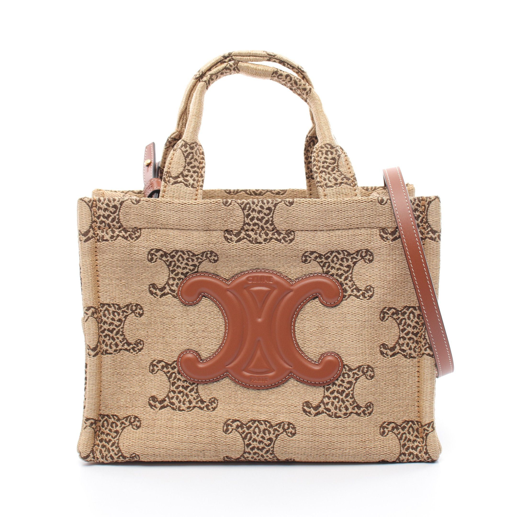 Celine Celine Small Cabas Hippopotamus Thais Handbag Tote Bag Canvas Leather Beige Brown Size ONE SIZE - 1 Thumbnail