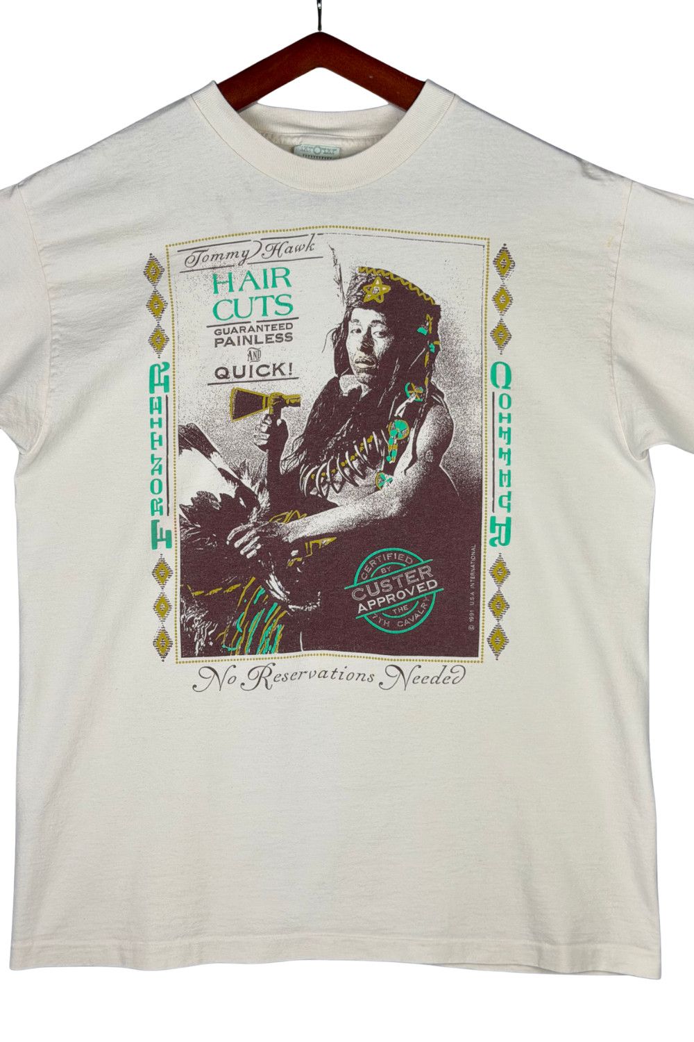 Vintage 1991 Tommy Hawk Way Out West Graphic Tee Americana T-Shirt Size US L / EU 52-54 / 3 - 4 Thumbnail