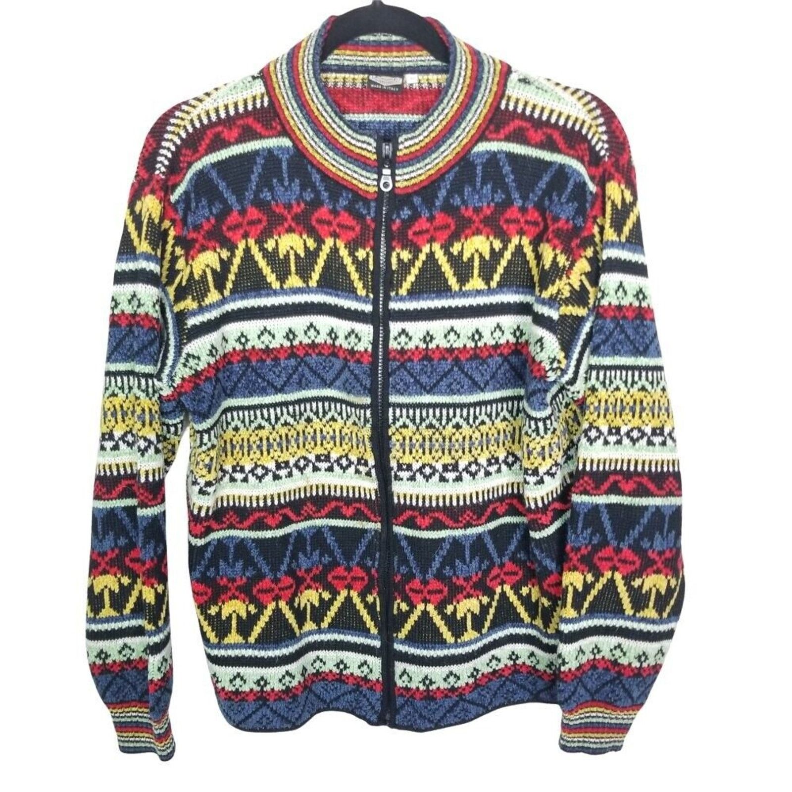 Vintage Vintage Emmegi Womens Fair Isle Wool Sweater Jacket Full Zip Size M / US 6-8 / IT 42-44 - 1 Thumbnail